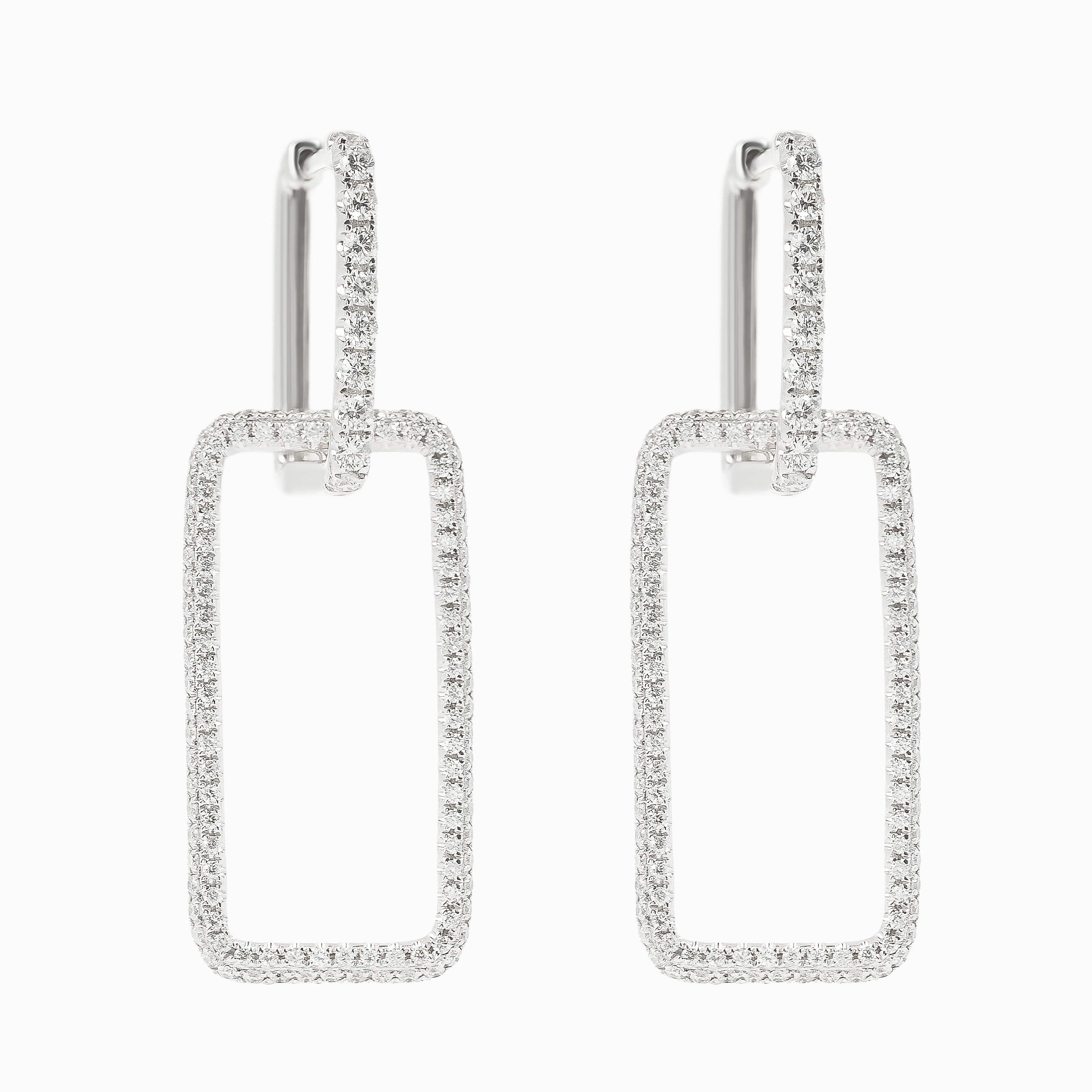 White Gold Drop Earrings with Diamond Only Stones