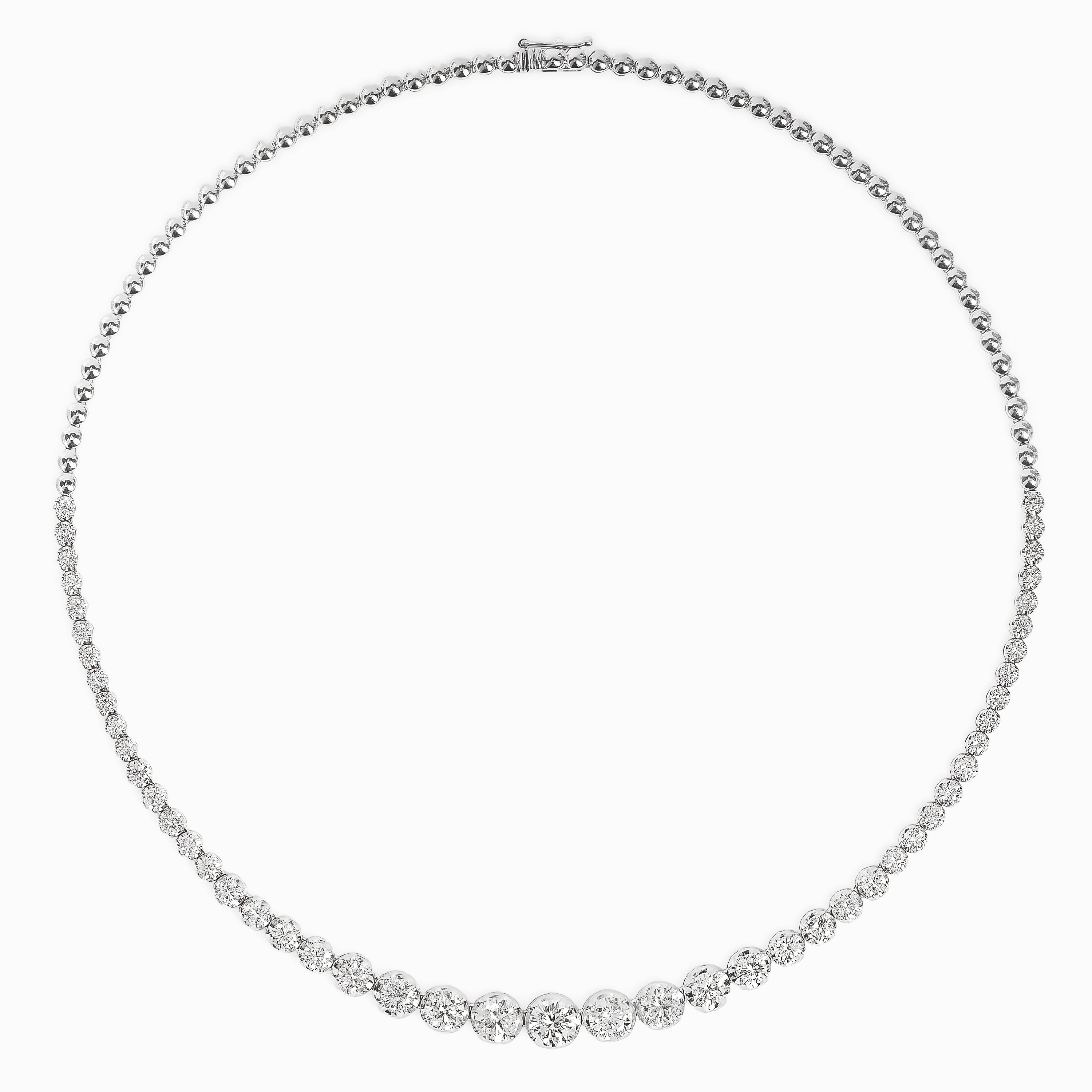 White Gold Gemstone Necklace with Diamond Only Stones