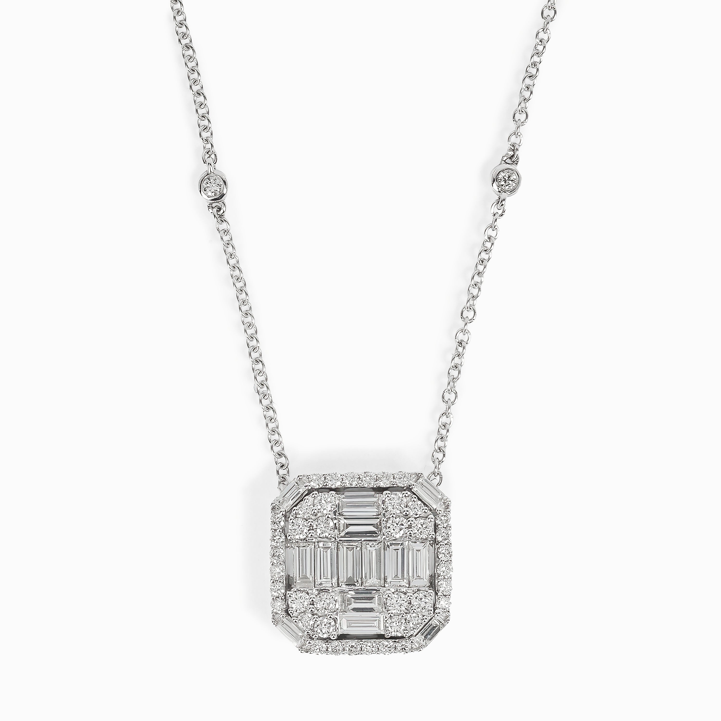 White Gold Pendant Necklace with Diamond Only Stones