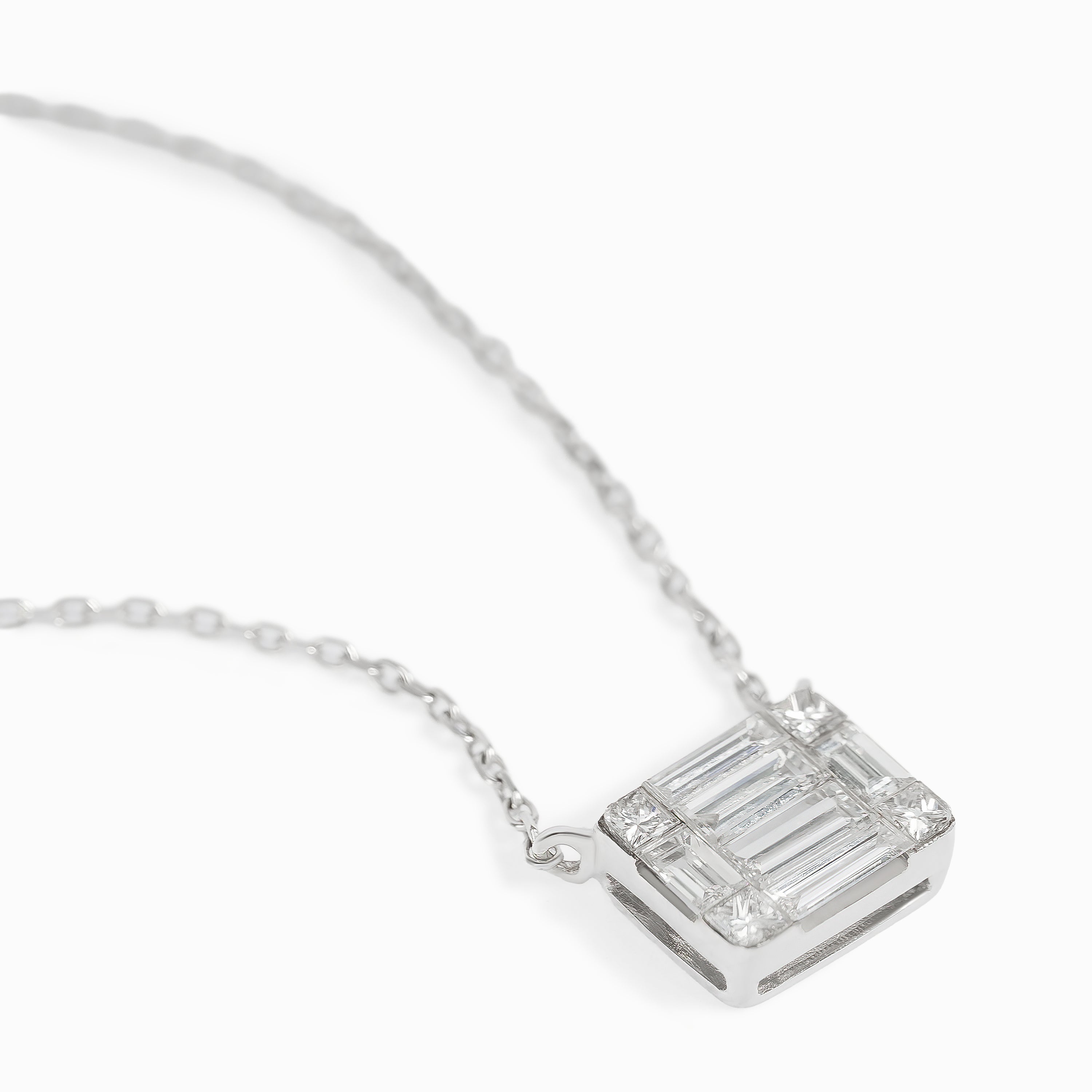 White Gold Pendant Necklace with Diamond Only Stones