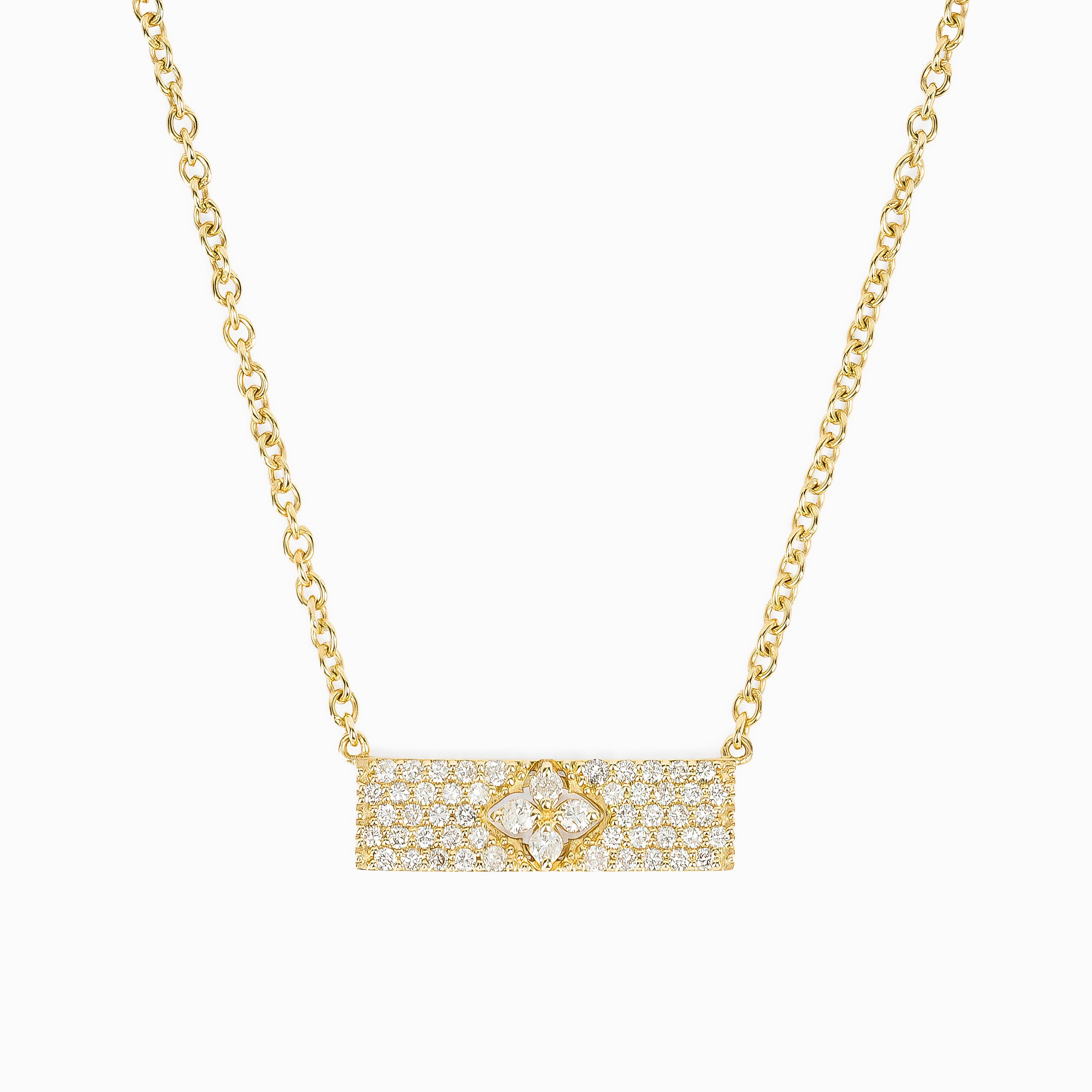 Yellow Gold Pendant Necklace with Diamond Only Stones
