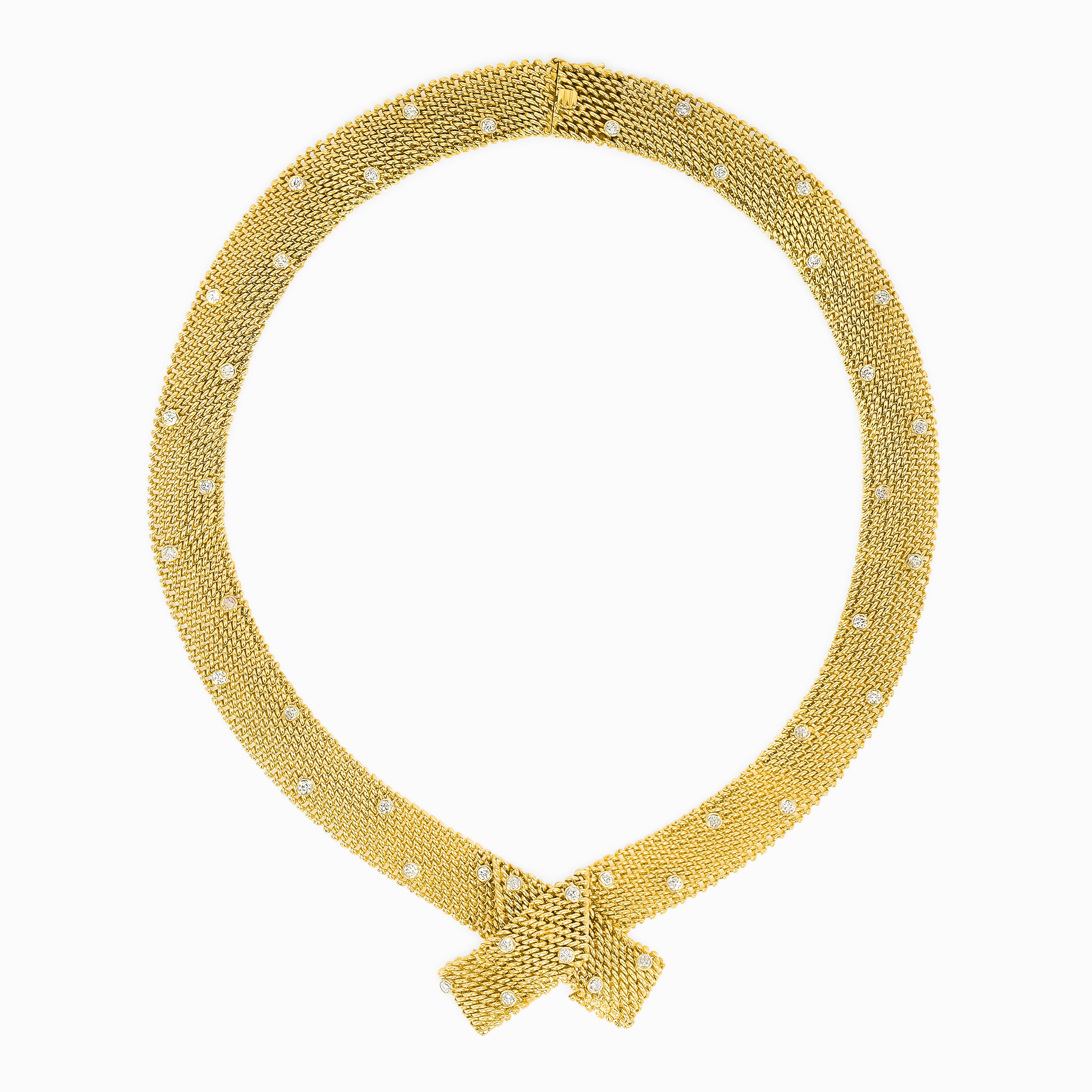 Yellow Gold Chain Necklace with Diamond Only Stones