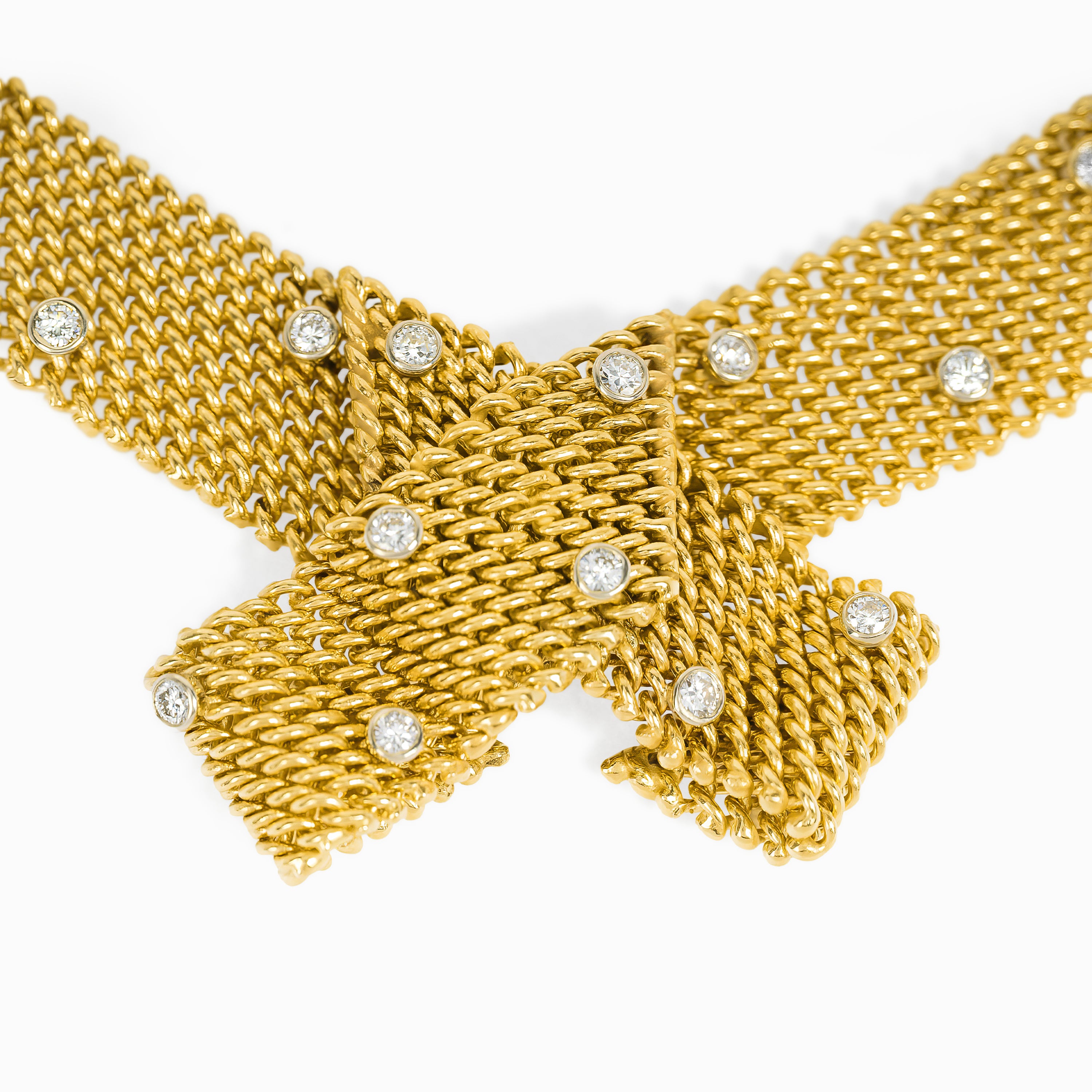 Yellow Gold Chain Necklace with Diamond Only Stones