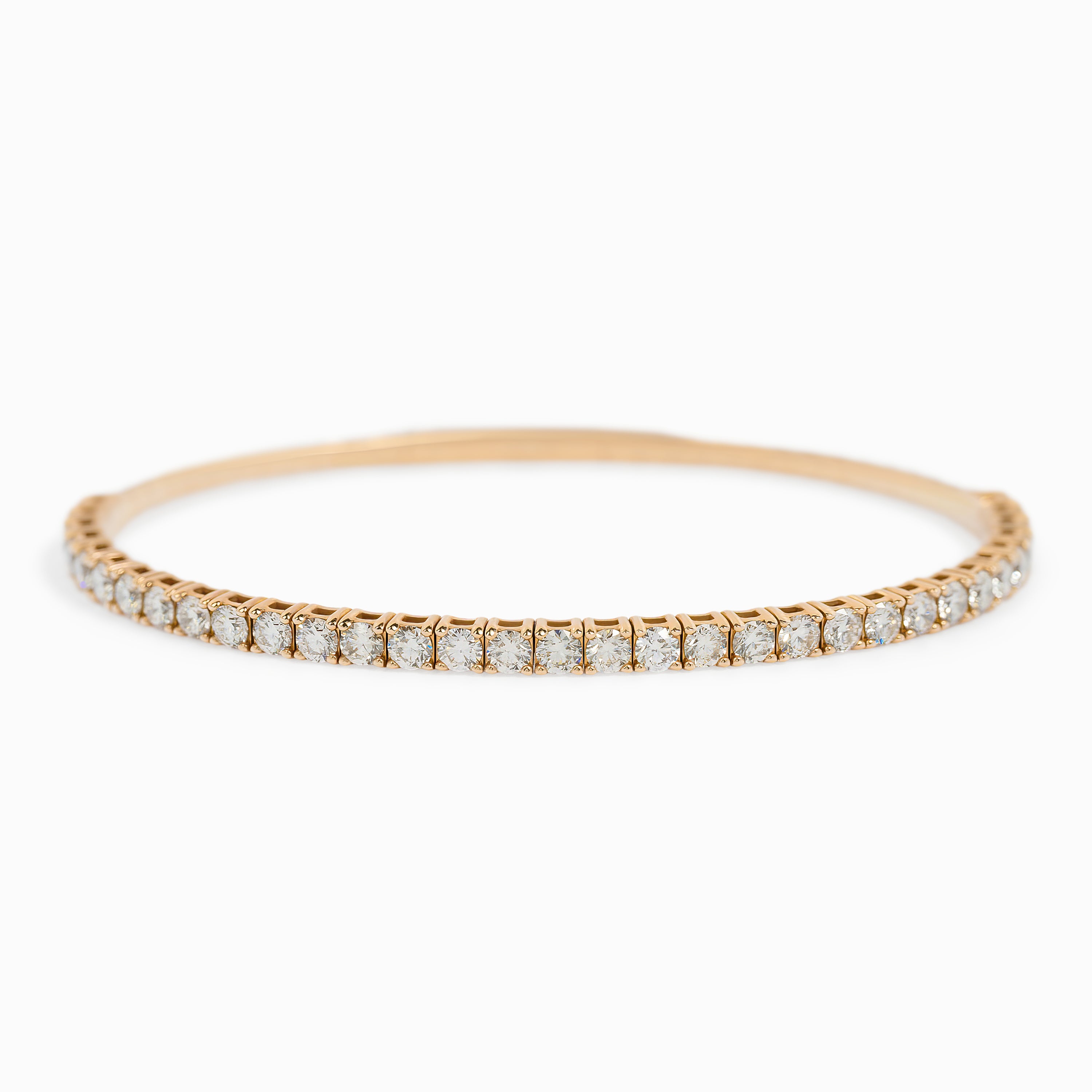 Rose Gold Bangle Bracelet with Diamond Only Stones