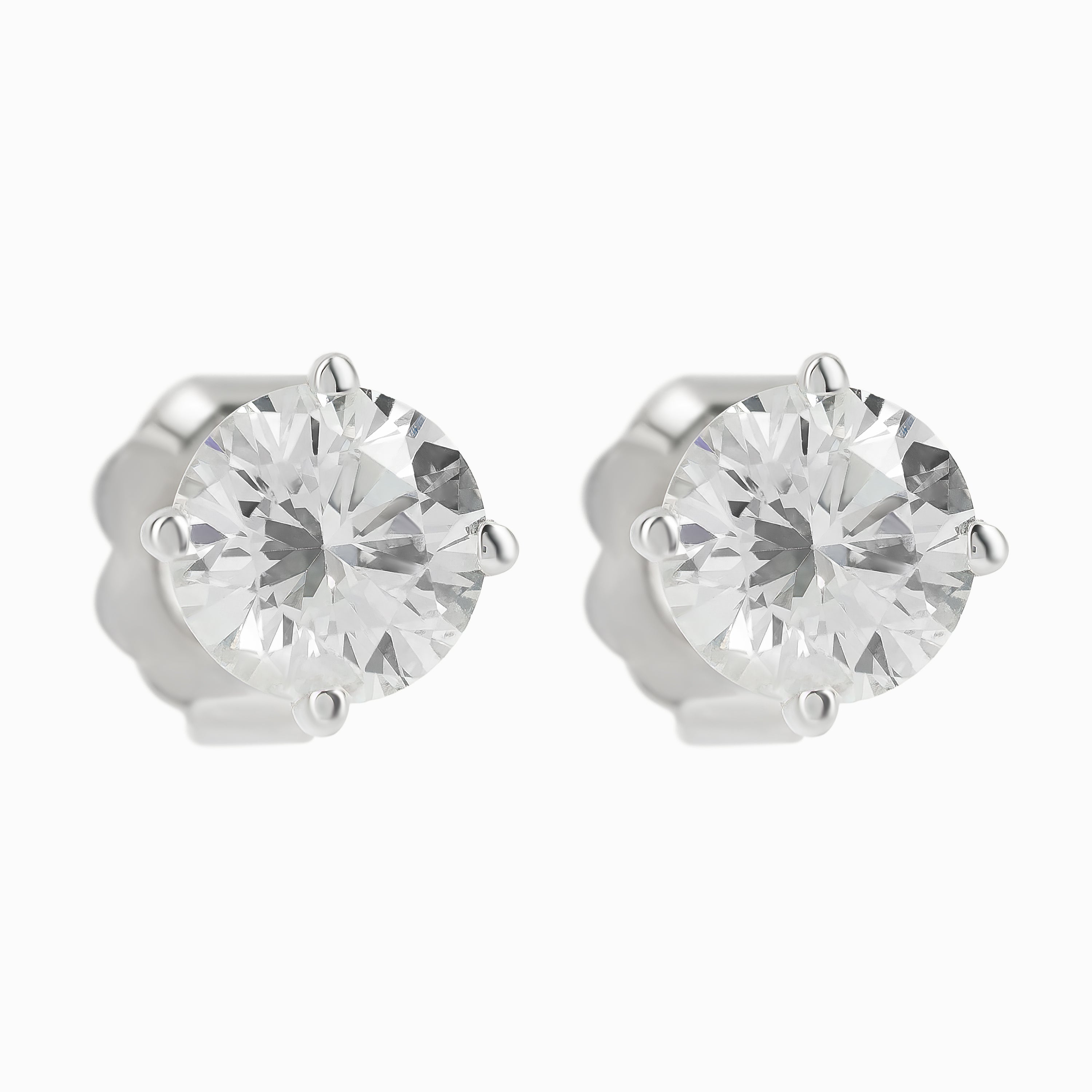 White Gold Stud Earrings with Diamond Only Stones