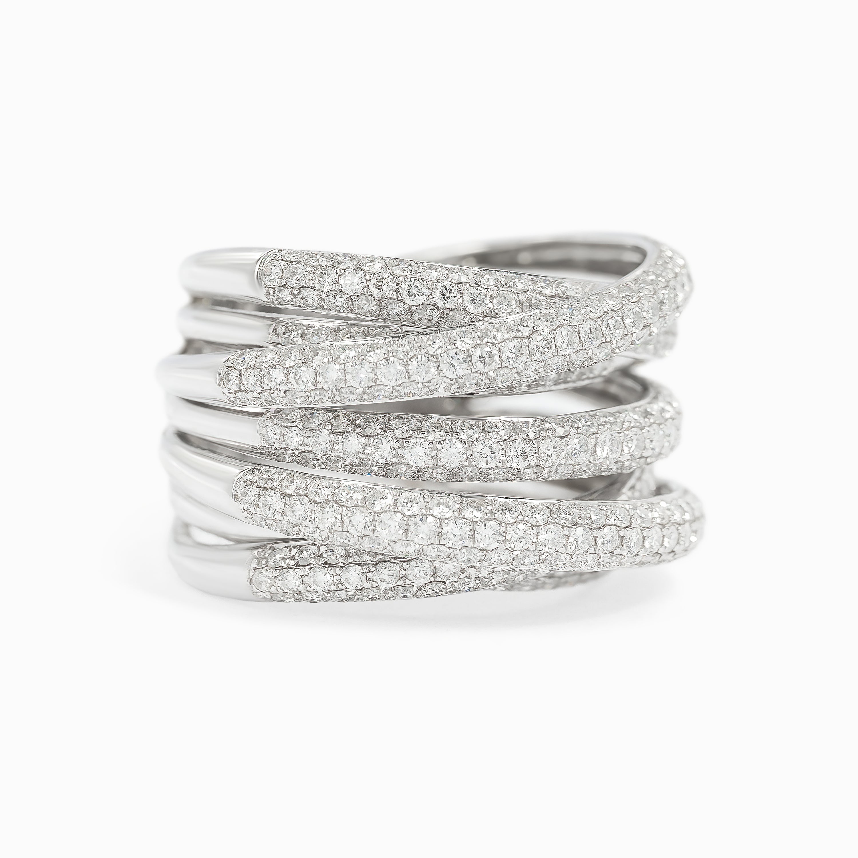 White Gold Band Ring with Diamond Only Stones