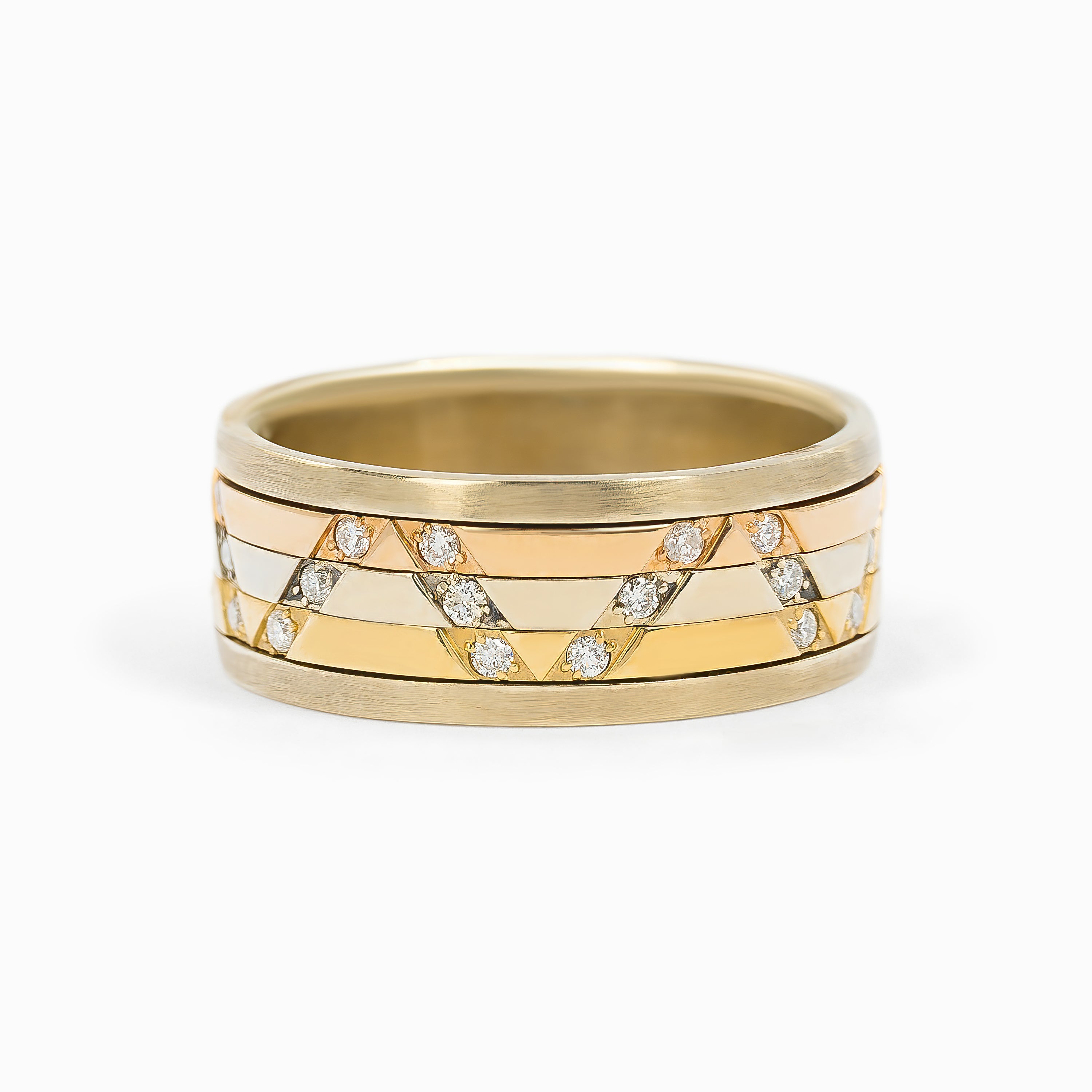 Yellow Gold Rose Gold Ring with Diamond Only Stones