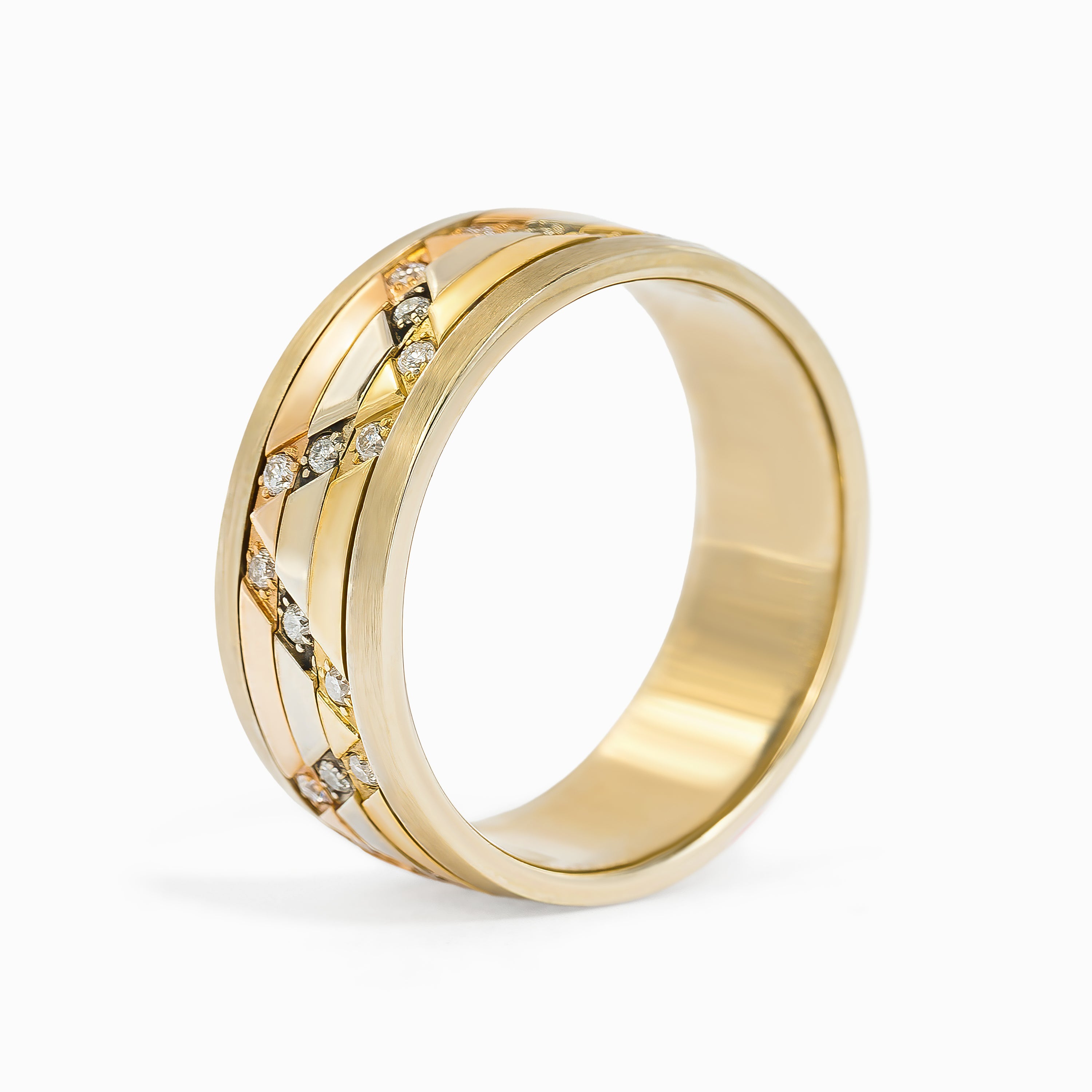 Yellow Gold Rose Gold Ring with Diamond Only Stones