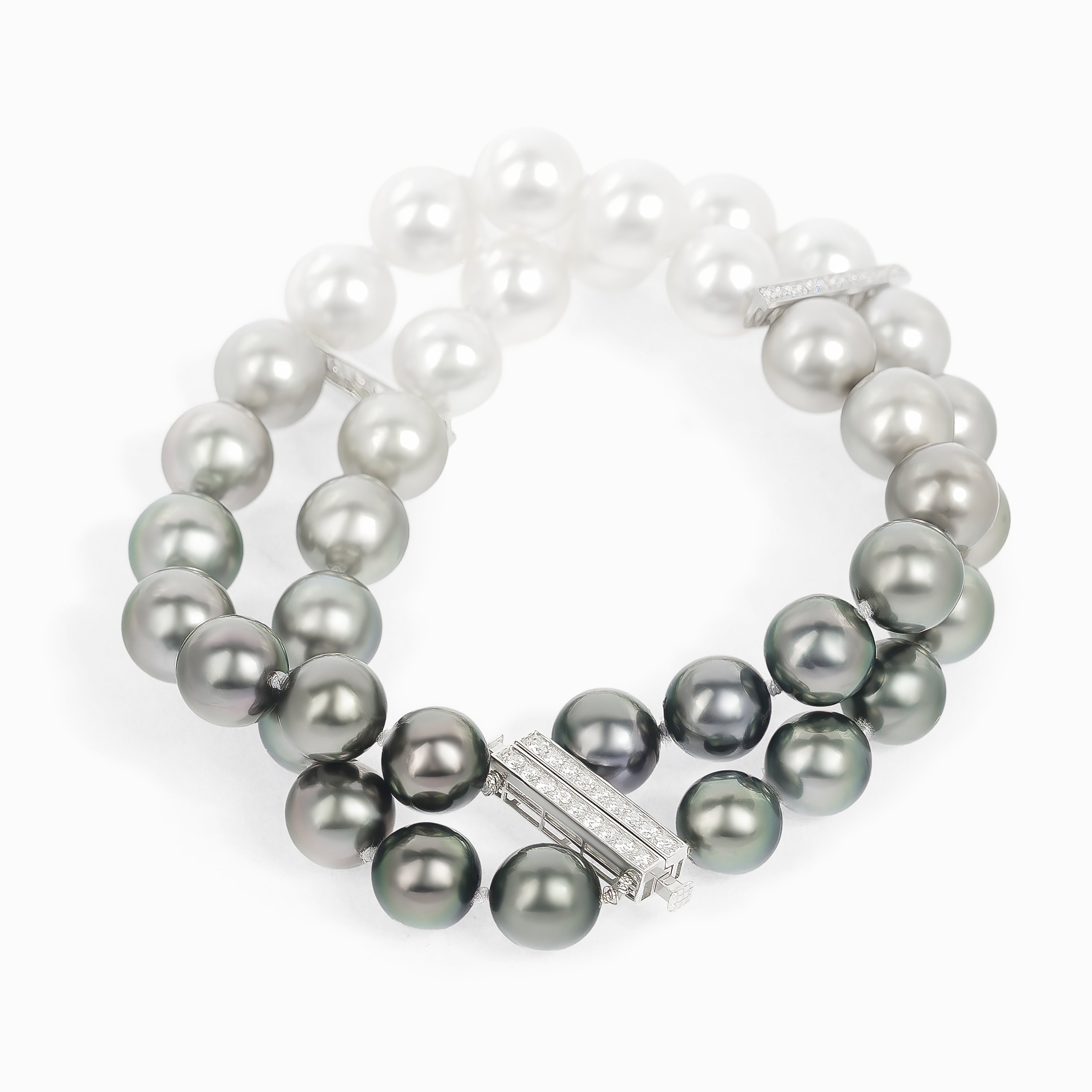 White Gold Bracelet with Diamond, Pearl Stones