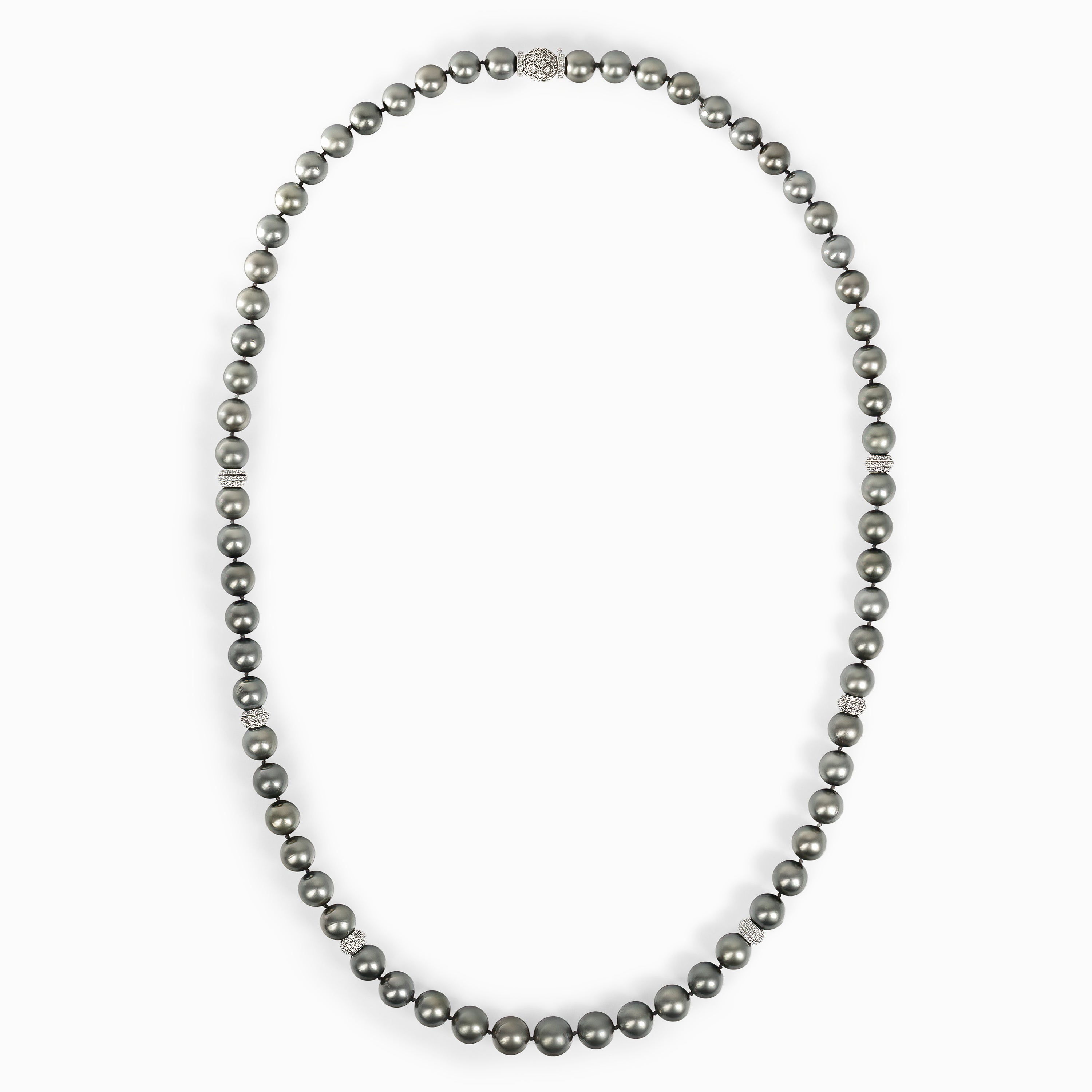 White Gold Necklace with Pearl Stones