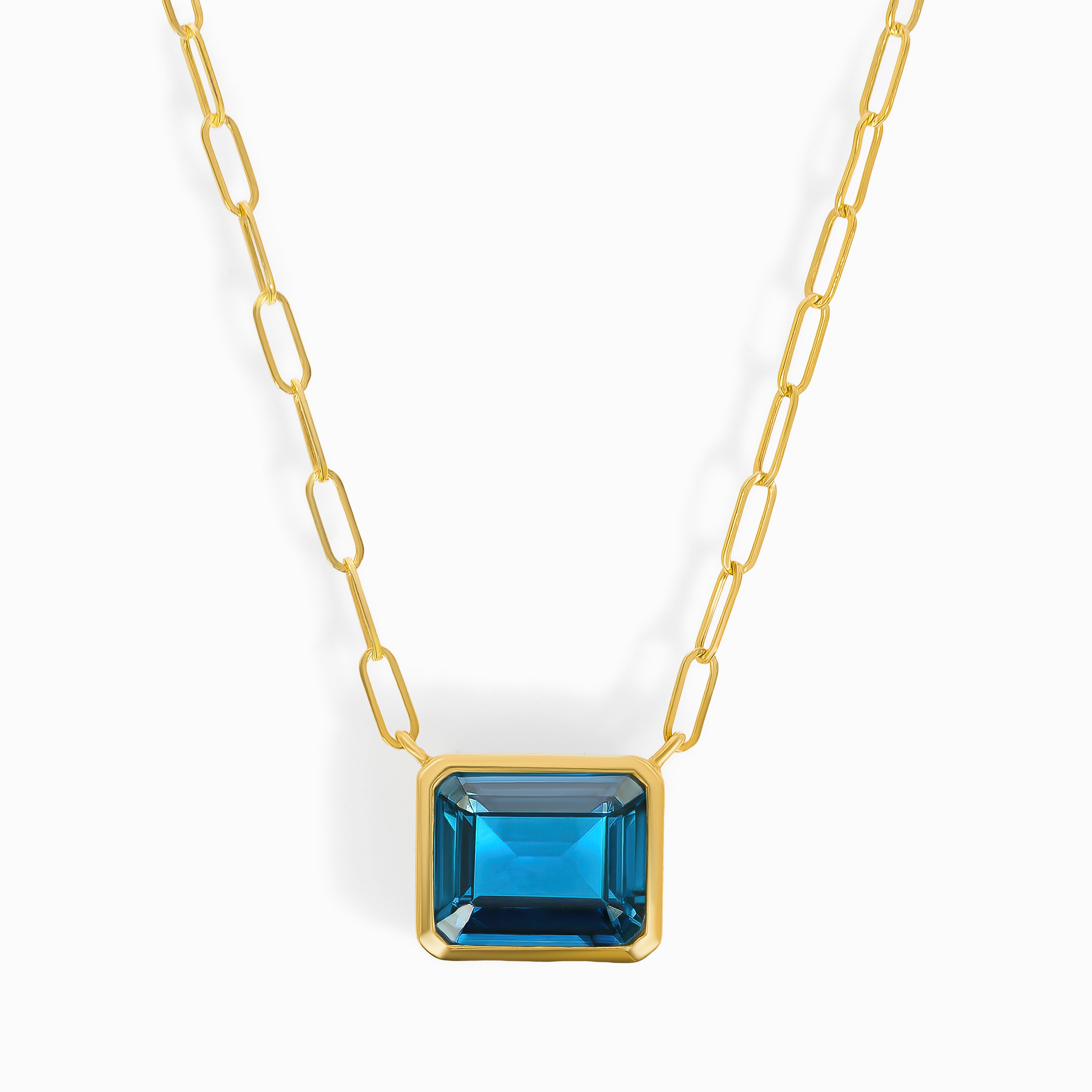 Yellow Gold Chain Pendant Necklace with Topaz Stones