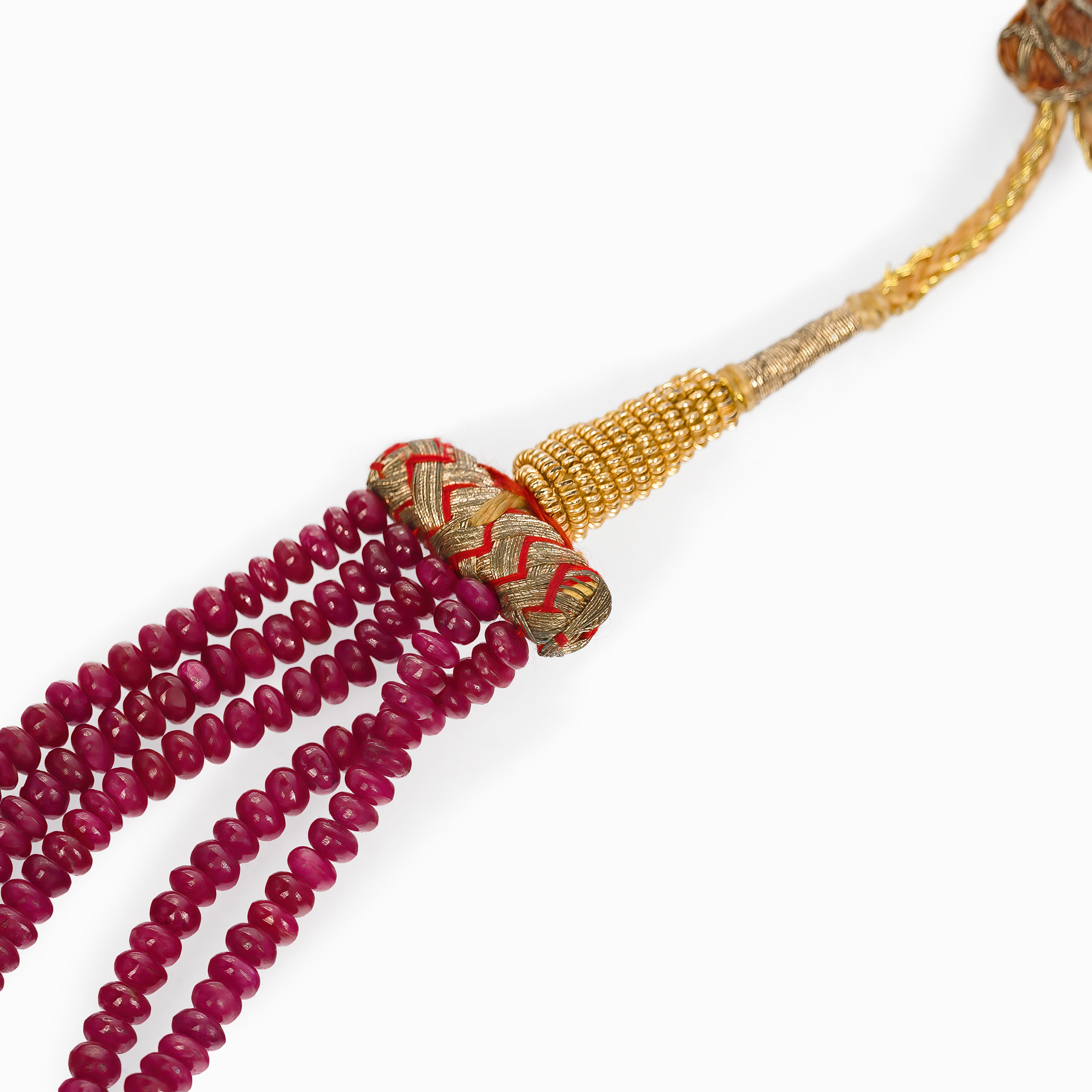 Stone Bead Necklace with Ruby Stones