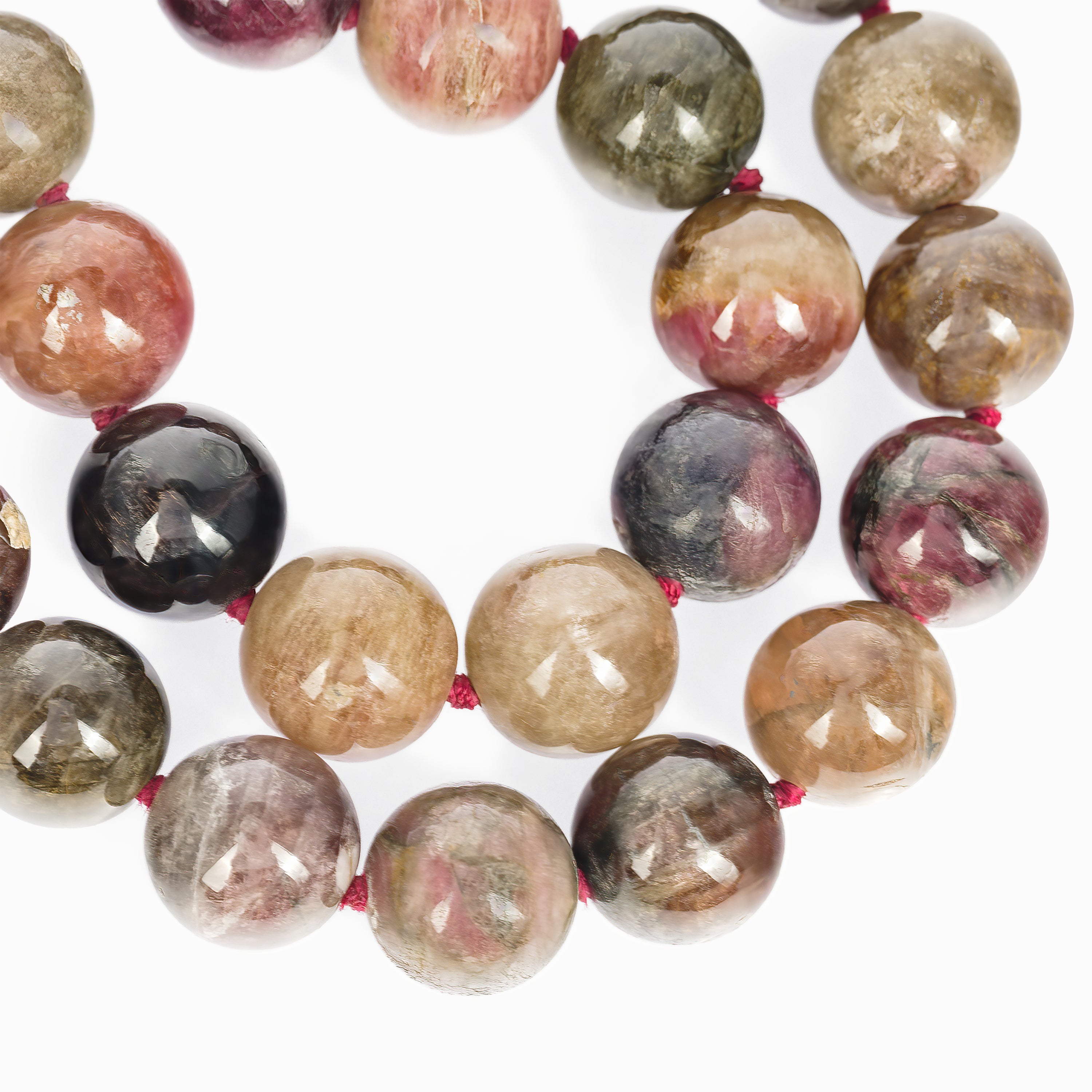 Yellow Gold Bead Necklace with Tourmaline Stones