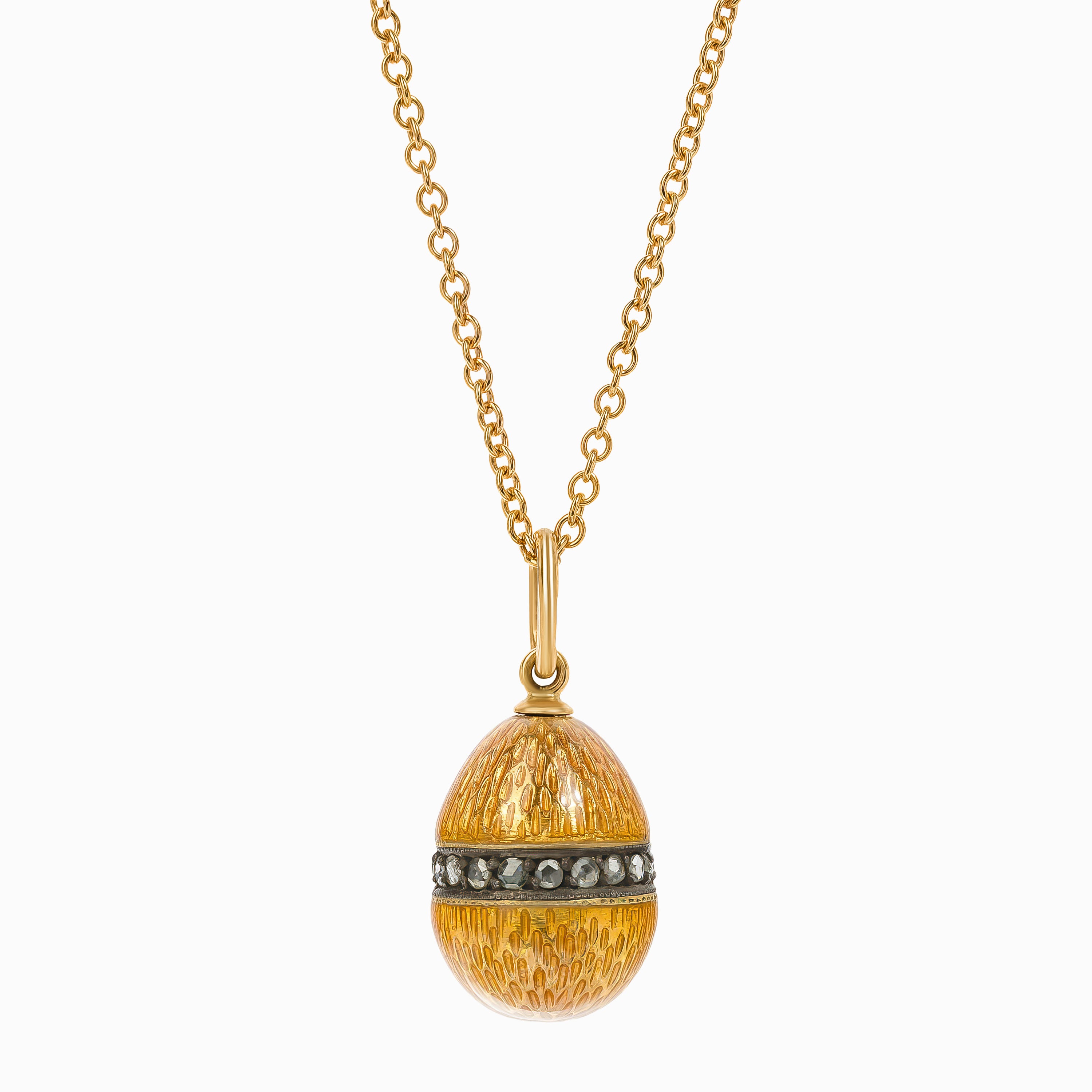 Rose Gold Chain Pendant Necklace with Diamond, Enamel Stones