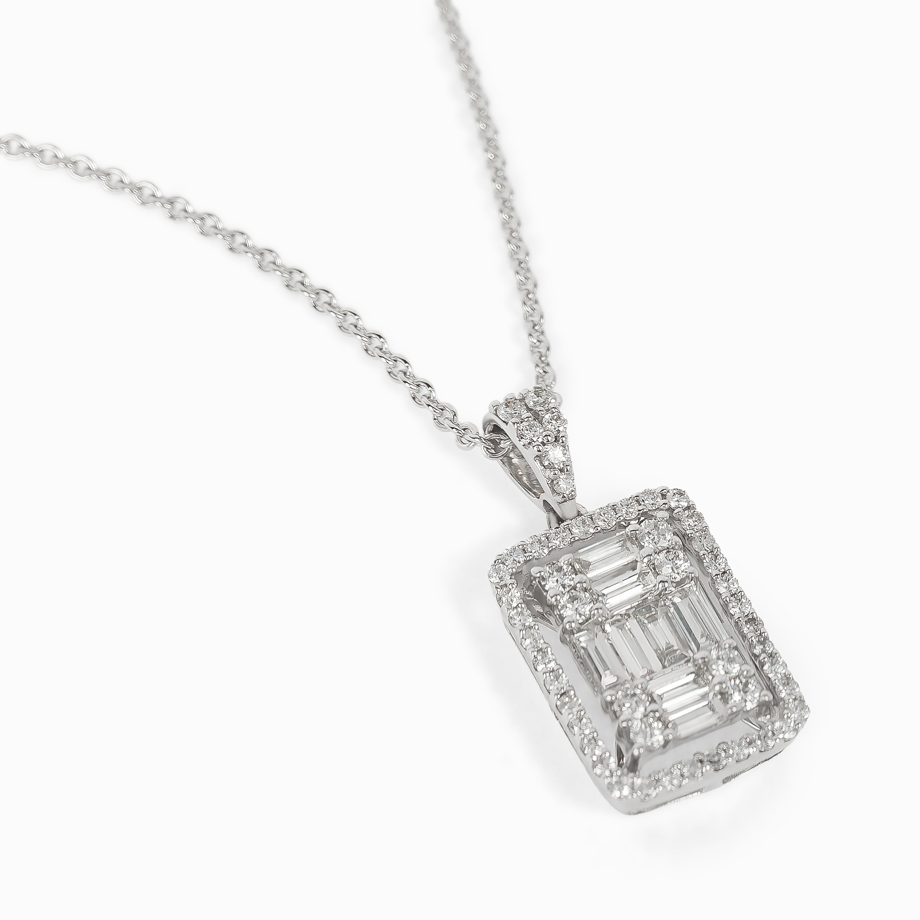 White Gold Pendant Necklace with Diamond Only Stones