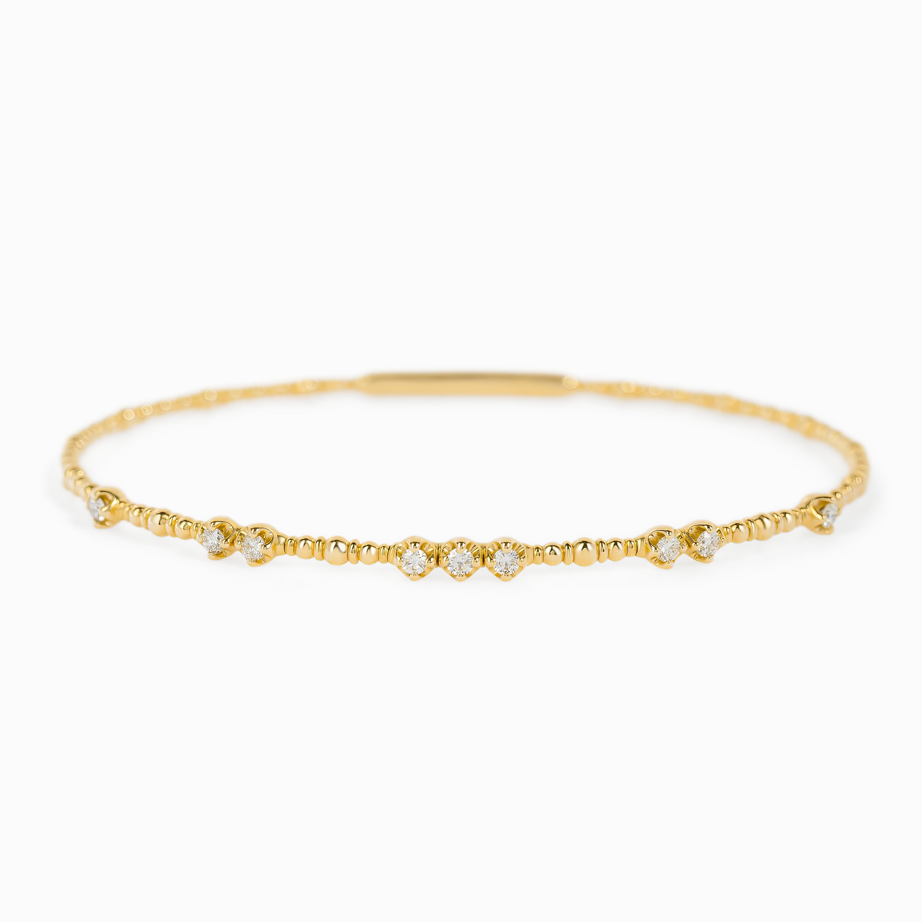 Yellow Gold Bangle Bracelet with Diamond Only Stones