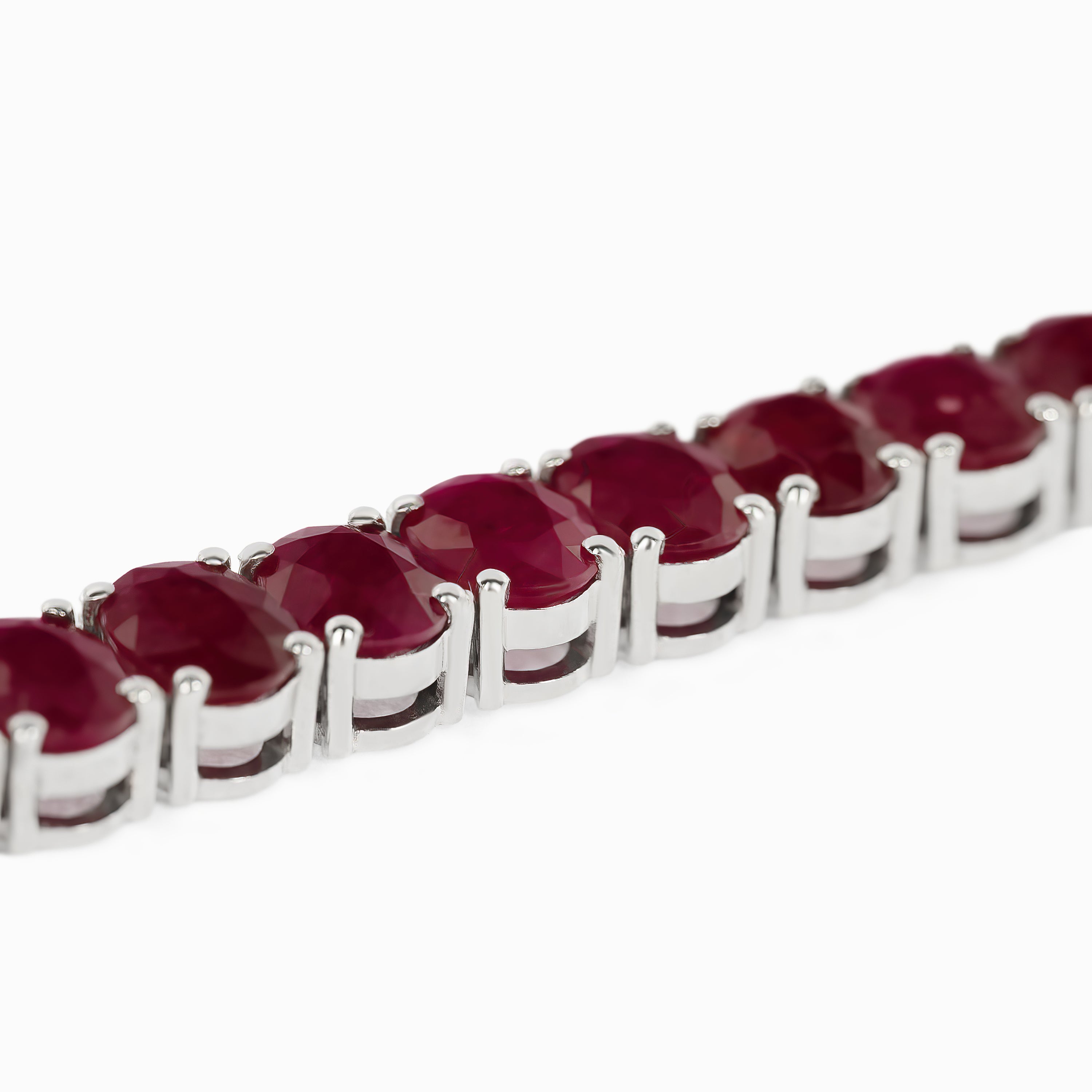 White Gold Link Bracelet with Ruby Stones