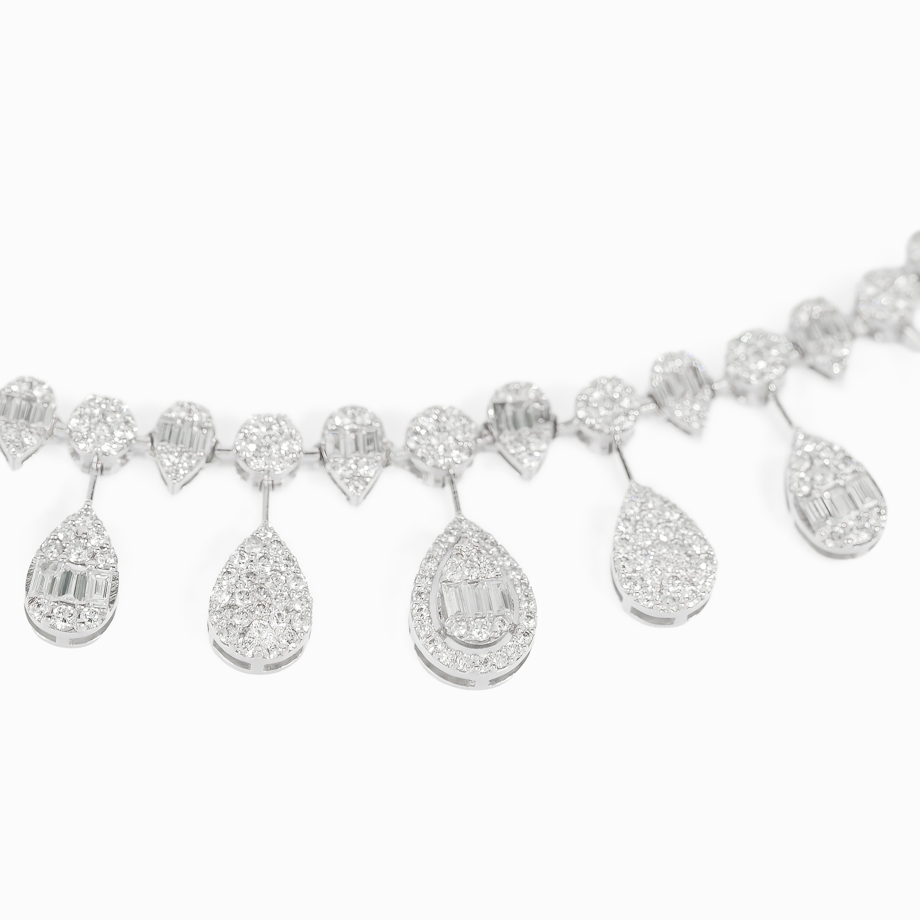 White Gold Link Necklace with Diamond Only Stones