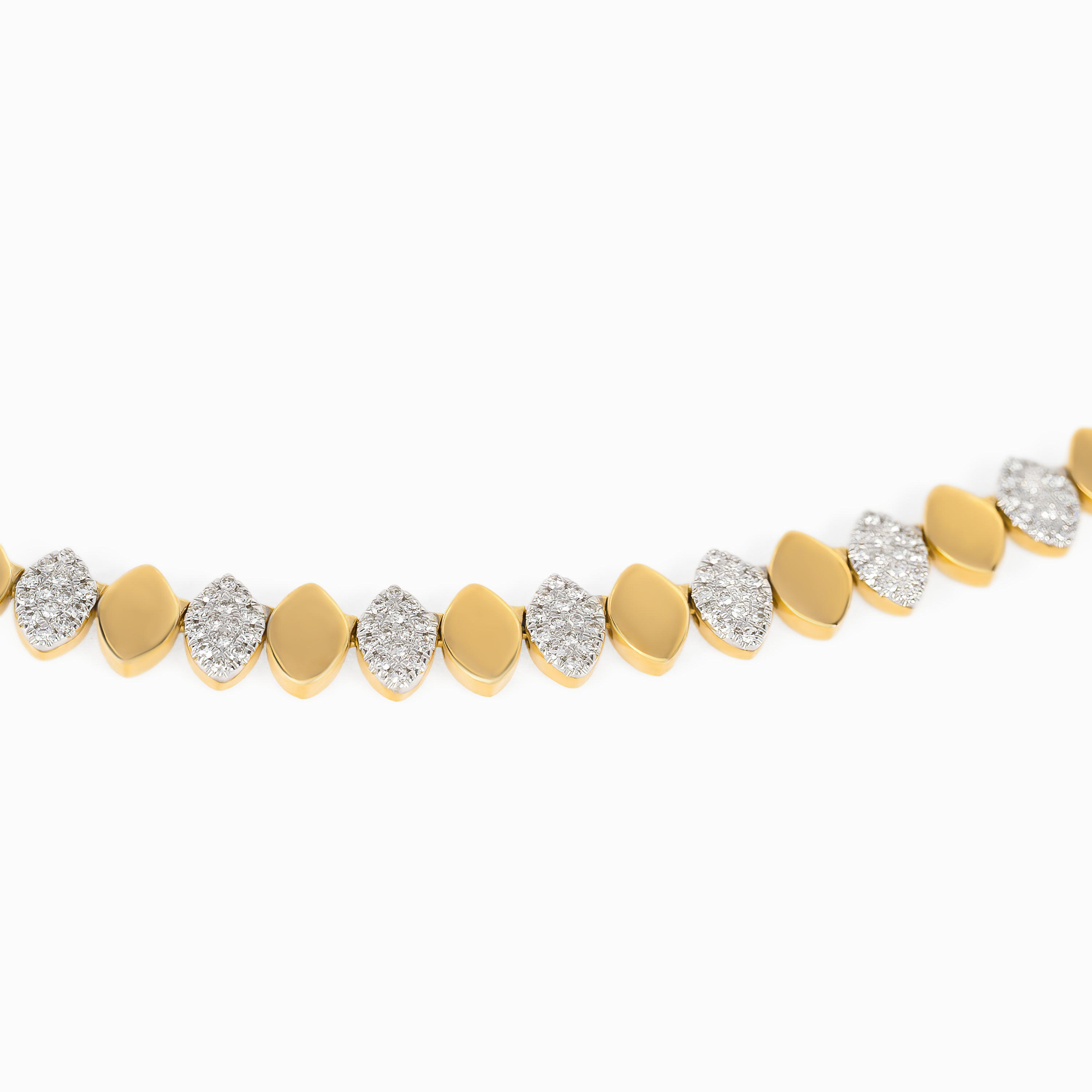Yellow Gold Chain Necklace with Diamond Only Stones
