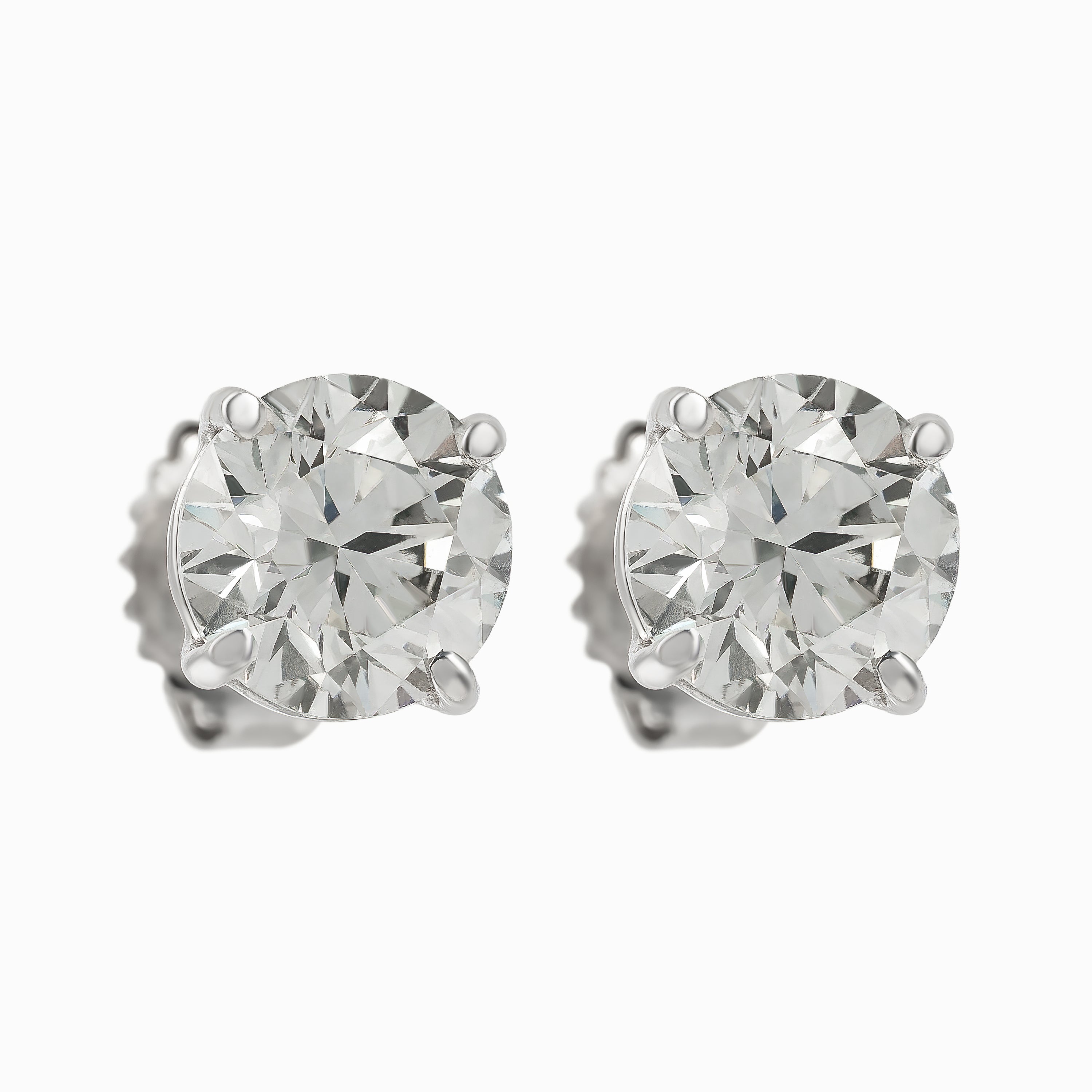 White Gold Stud Earrings with Diamond Only Stones