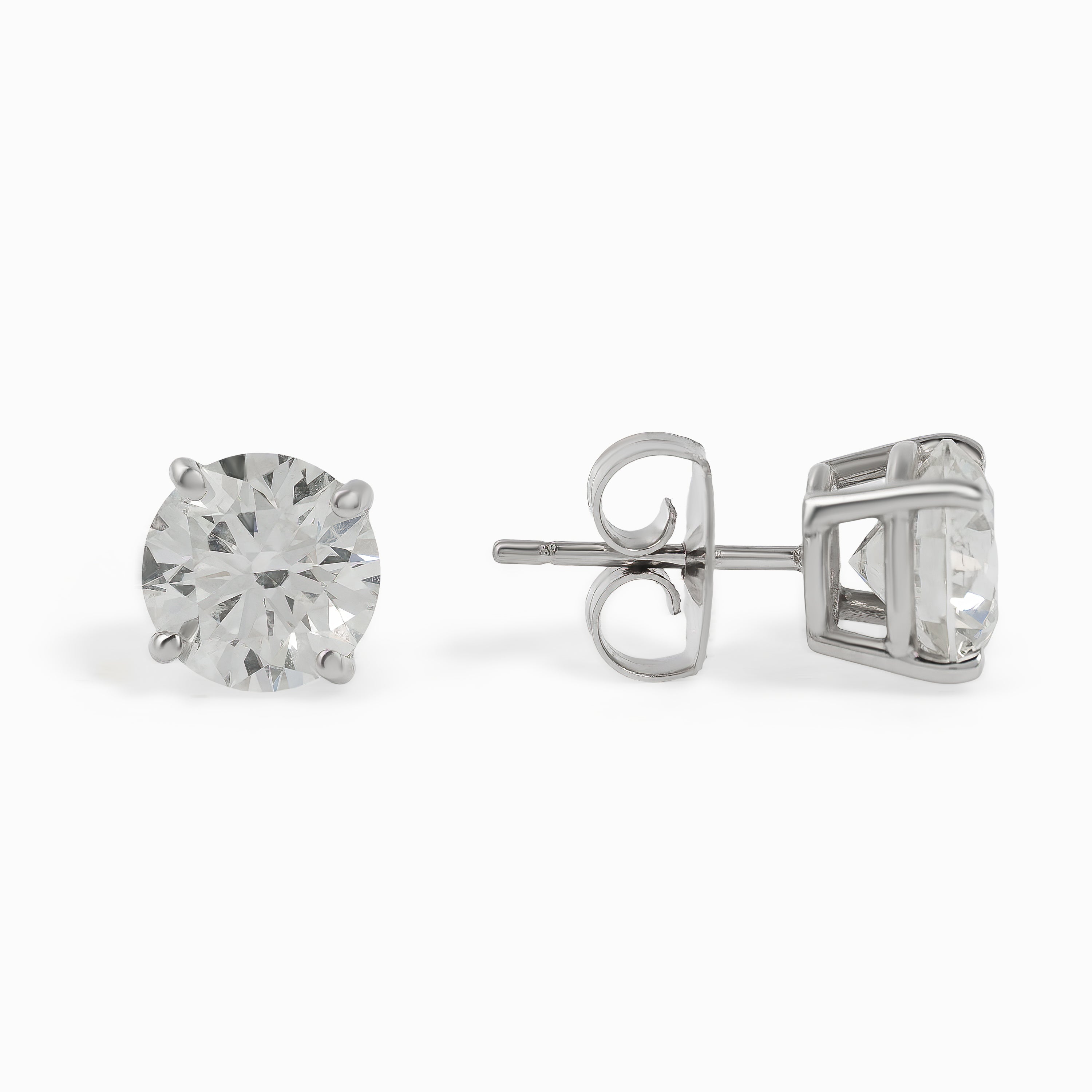 White Gold Stud Earrings with Diamond Only Stones