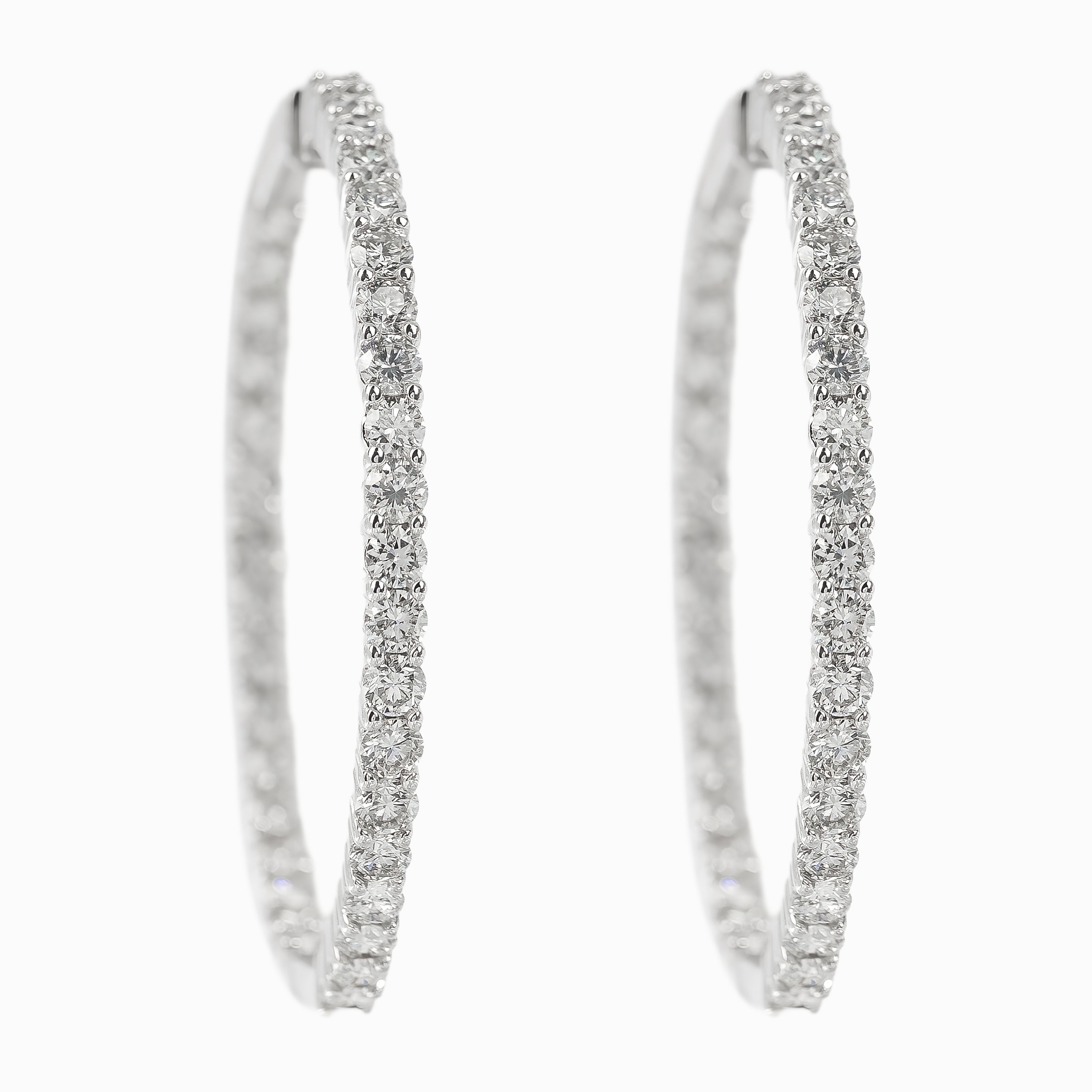 White Gold Hoop Earrings with Diamond Only Stones