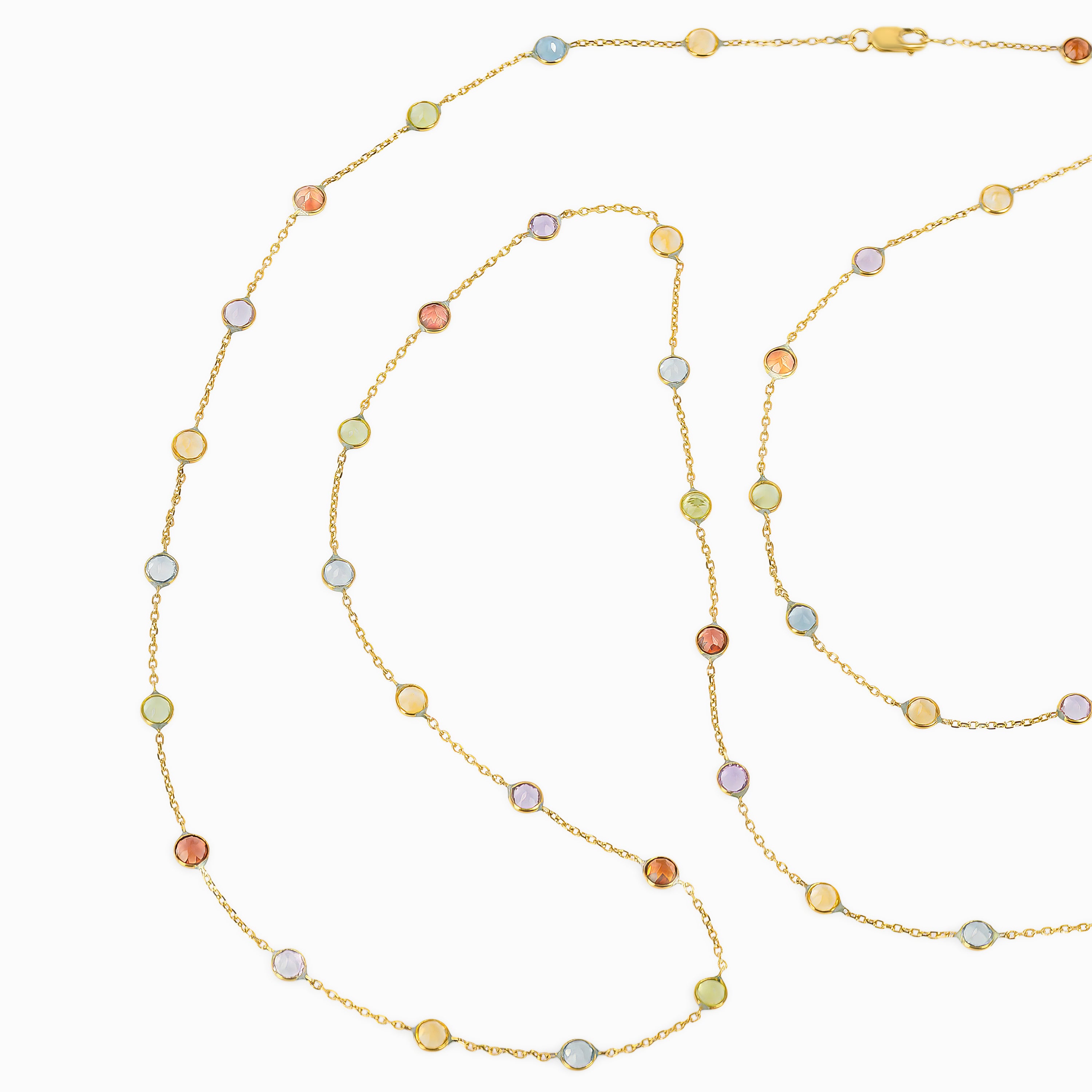 Yellow Gold Chain Necklace with Sapphire Stones