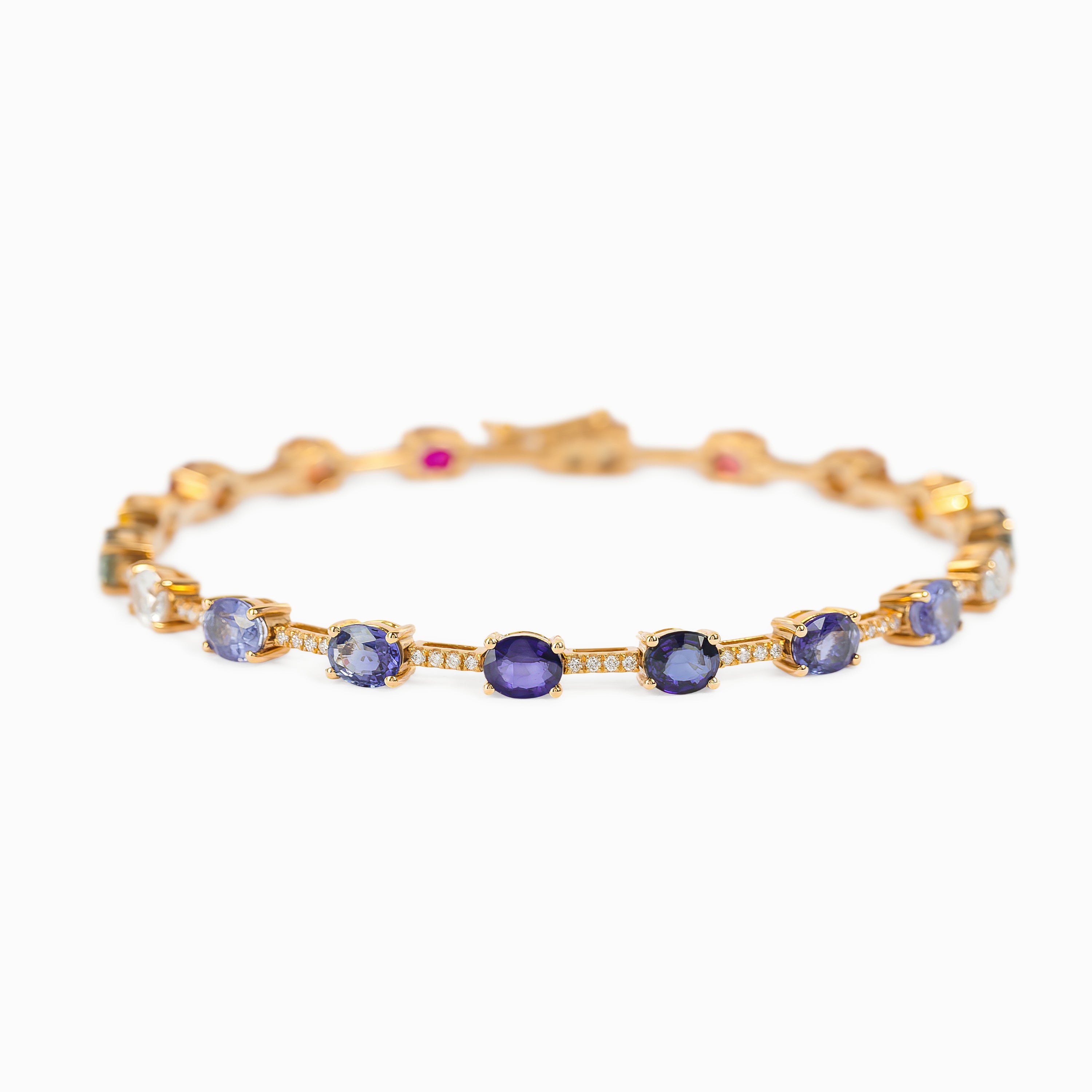 Rose Gold Gemstone Bracelet with Sapphire Stones