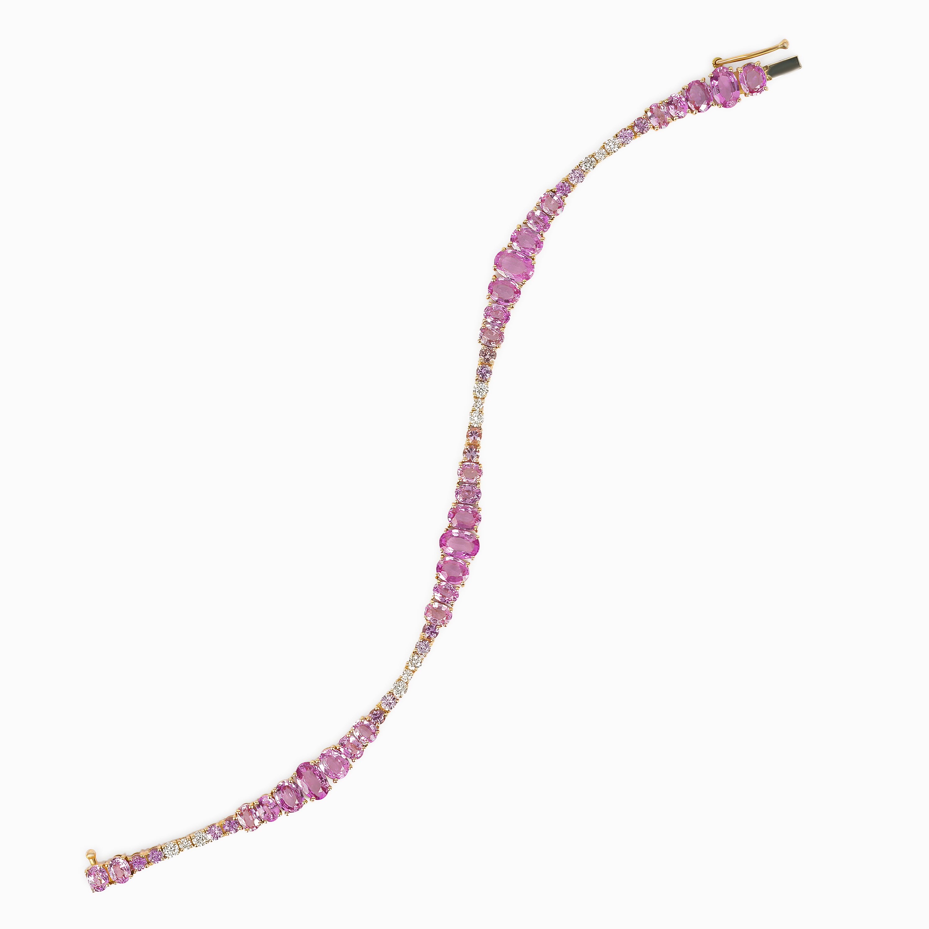 Rose Gold Gemstone Bracelet with Diamond, Sapphire Stones