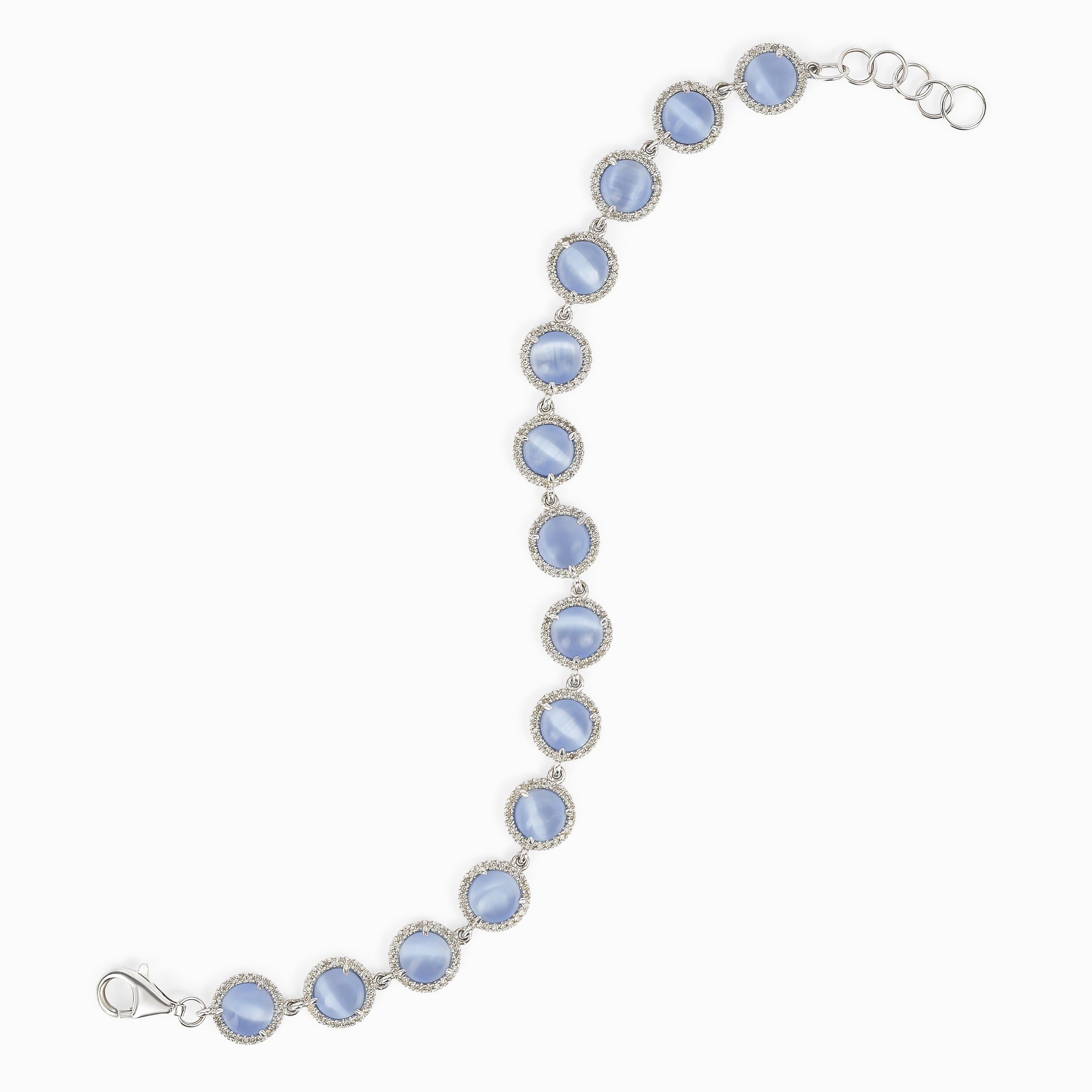 White Gold Gemstone Bracelet with Diamond, Chalcedony Stones