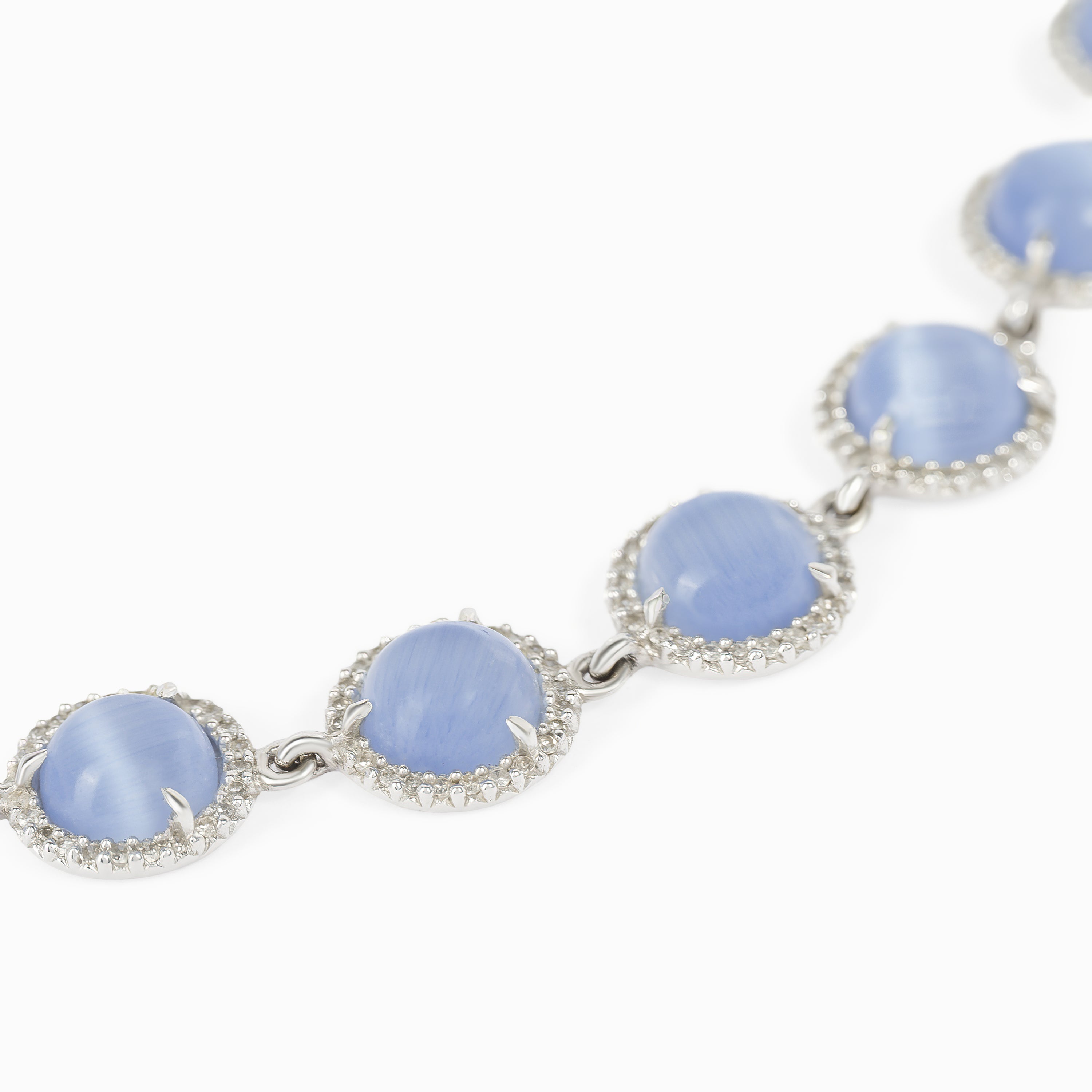 White Gold Gemstone Bracelet with Diamond, Chalcedony Stones