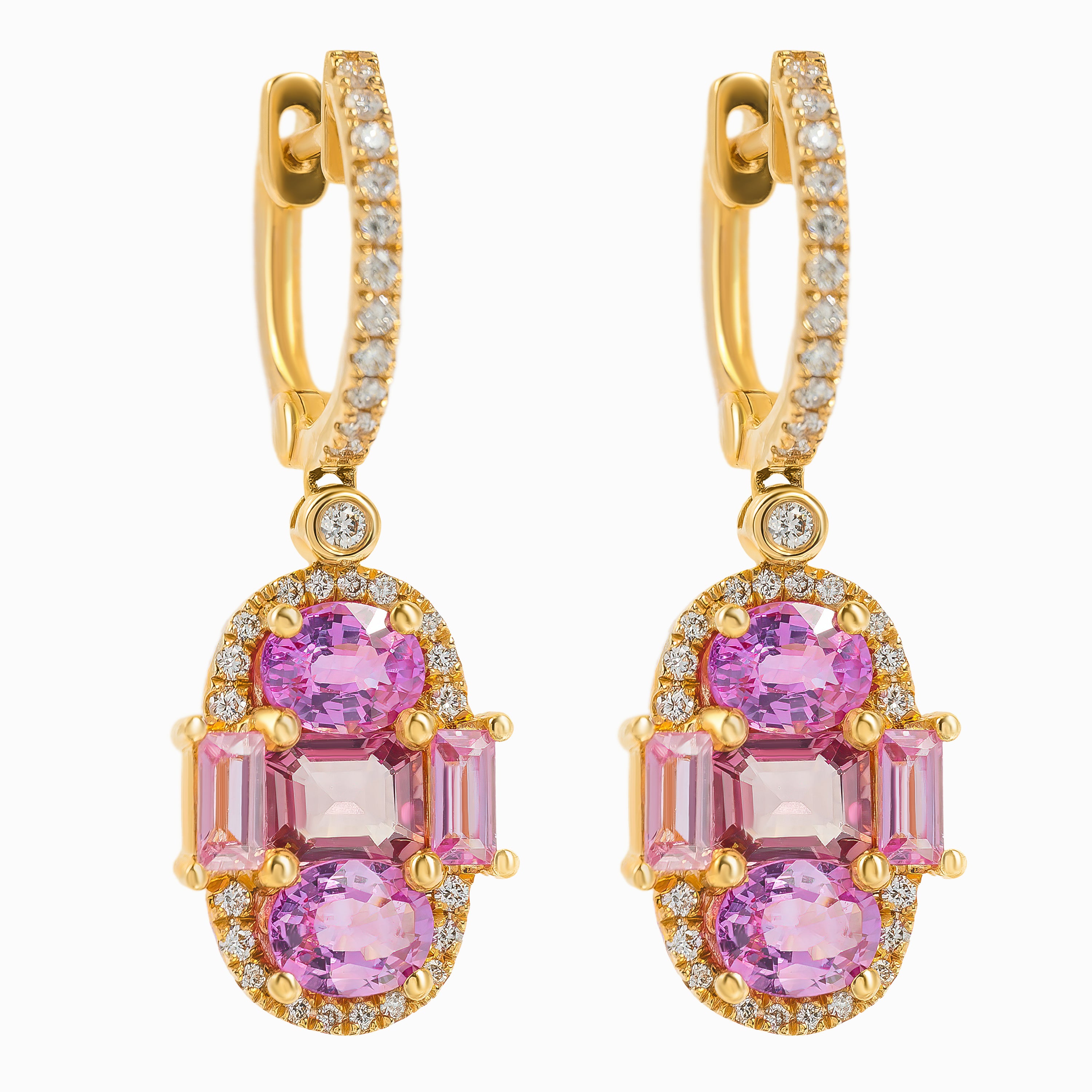 Rose Gold Drop Earrings with Sapphire Stones