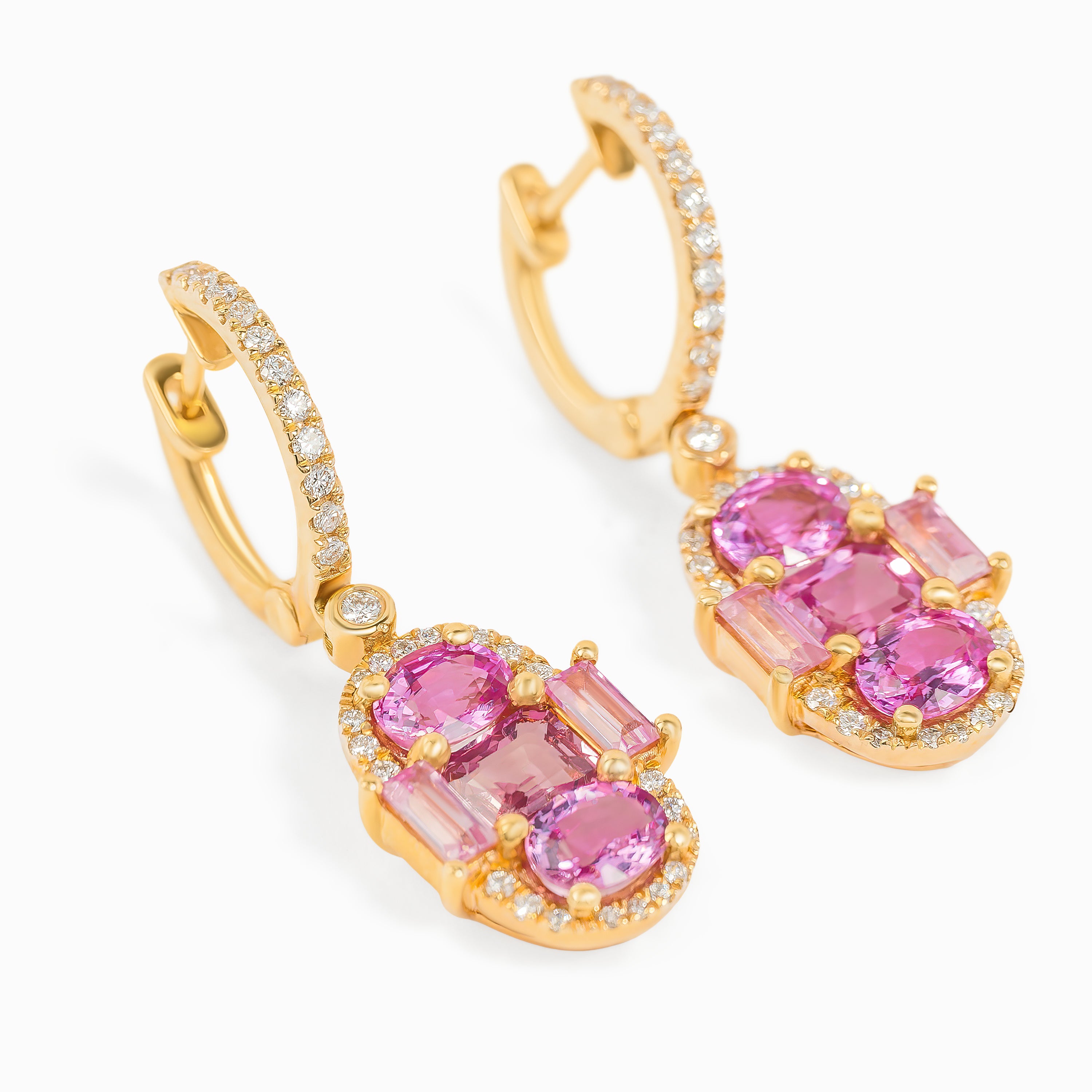 Rose Gold Drop Earrings with Sapphire Stones