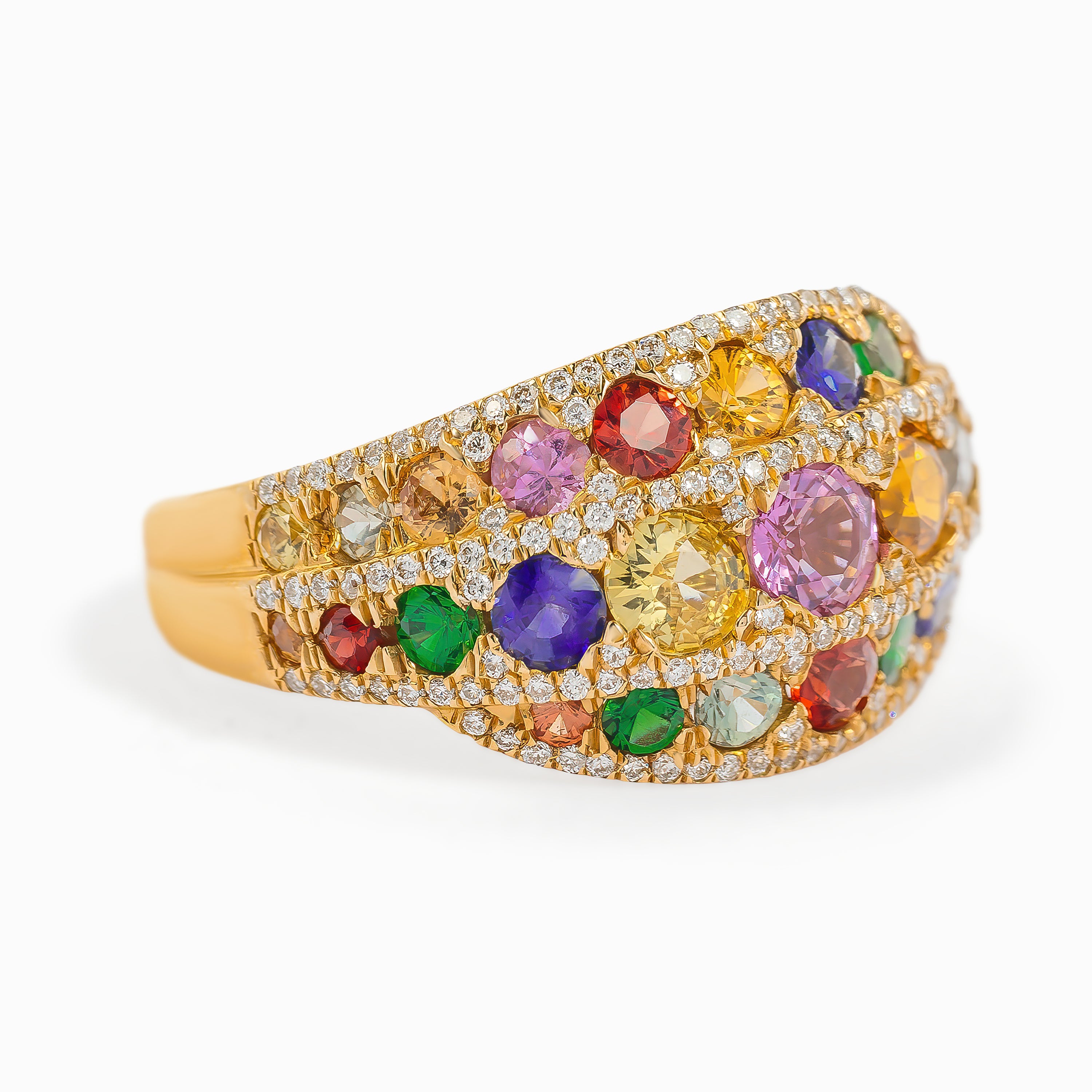 Rose Gold Ring with Diamond, Sapphire Stones