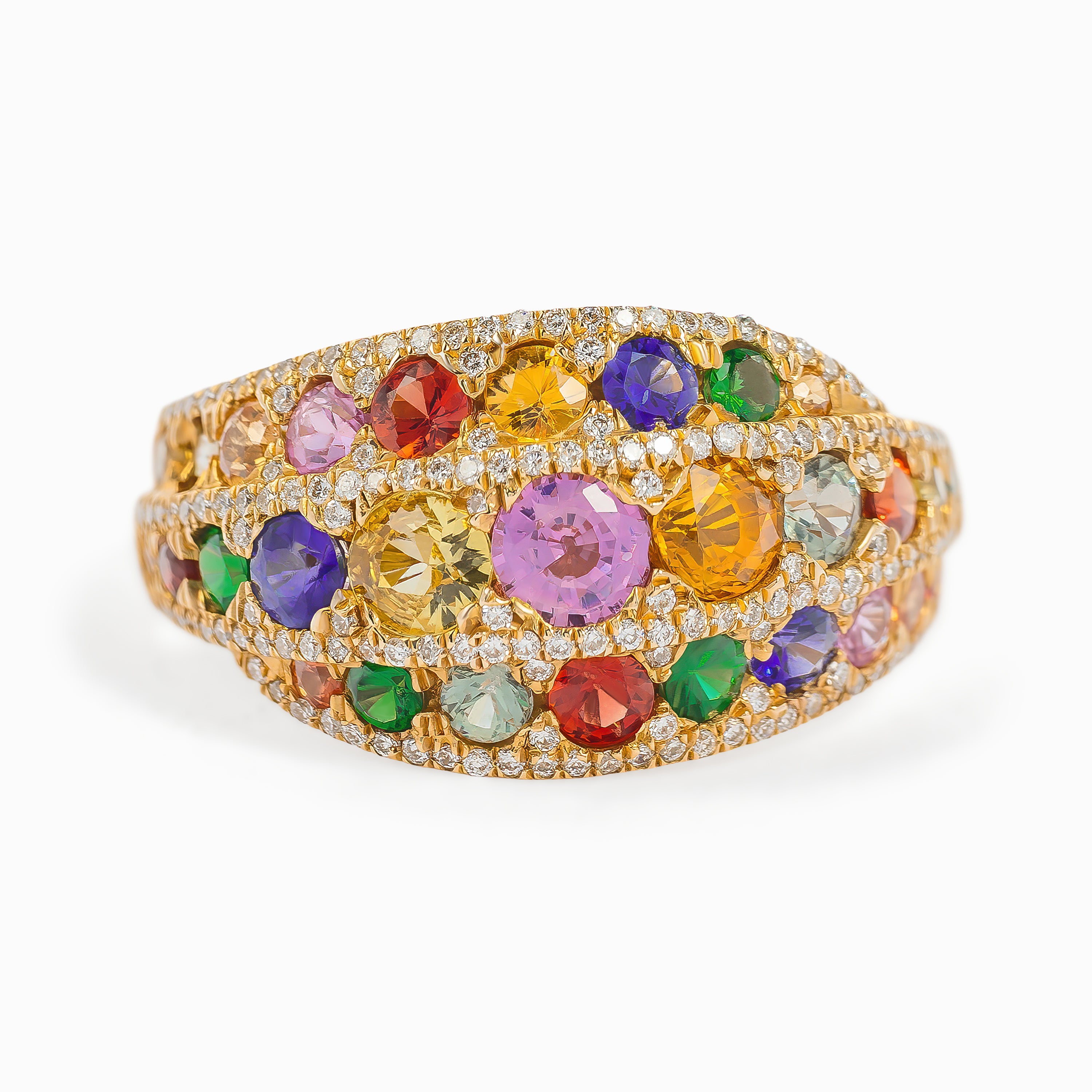 Rose Gold Ring with Diamond, Sapphire Stones