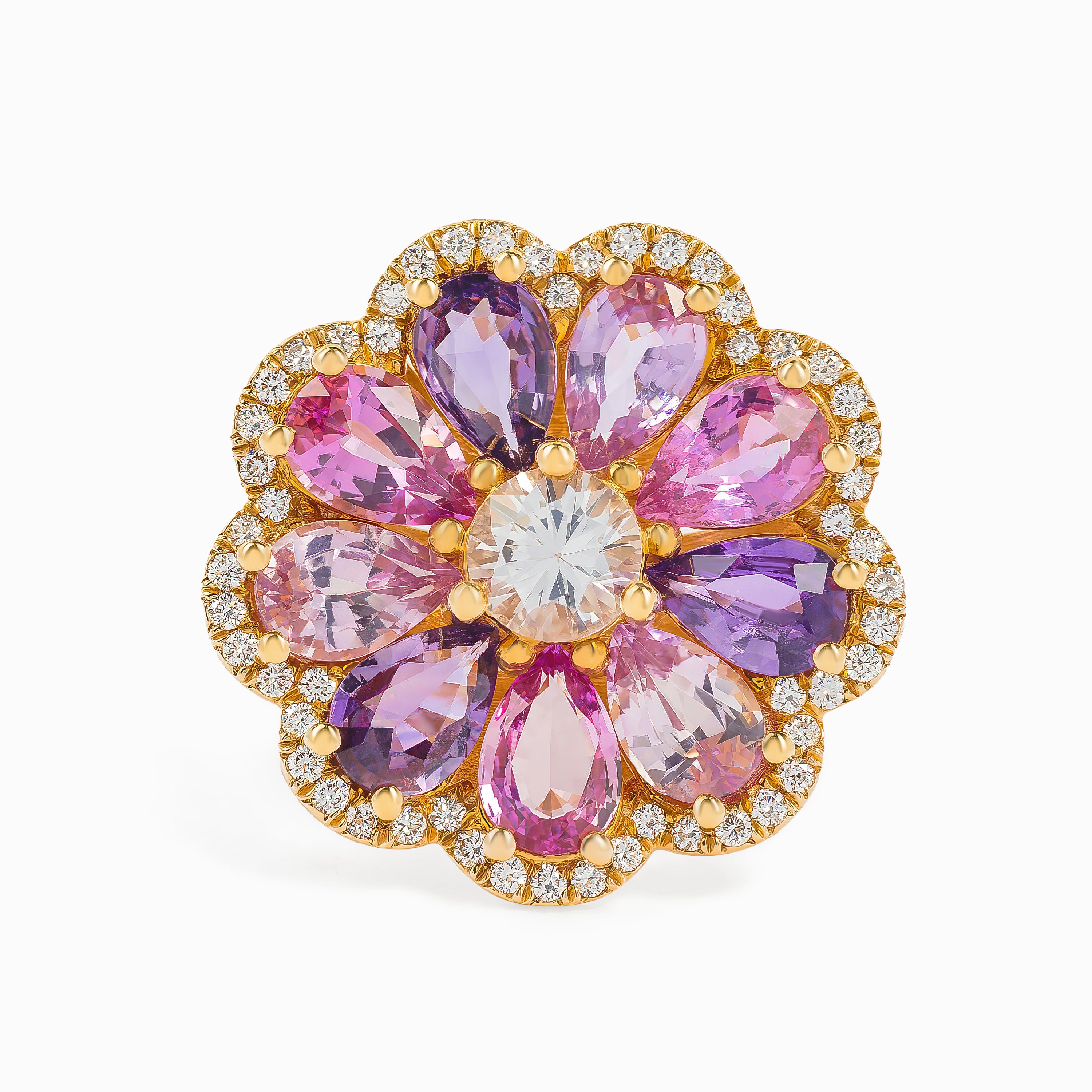 Rose Gold Ring with Diamond, Sapphire Stones