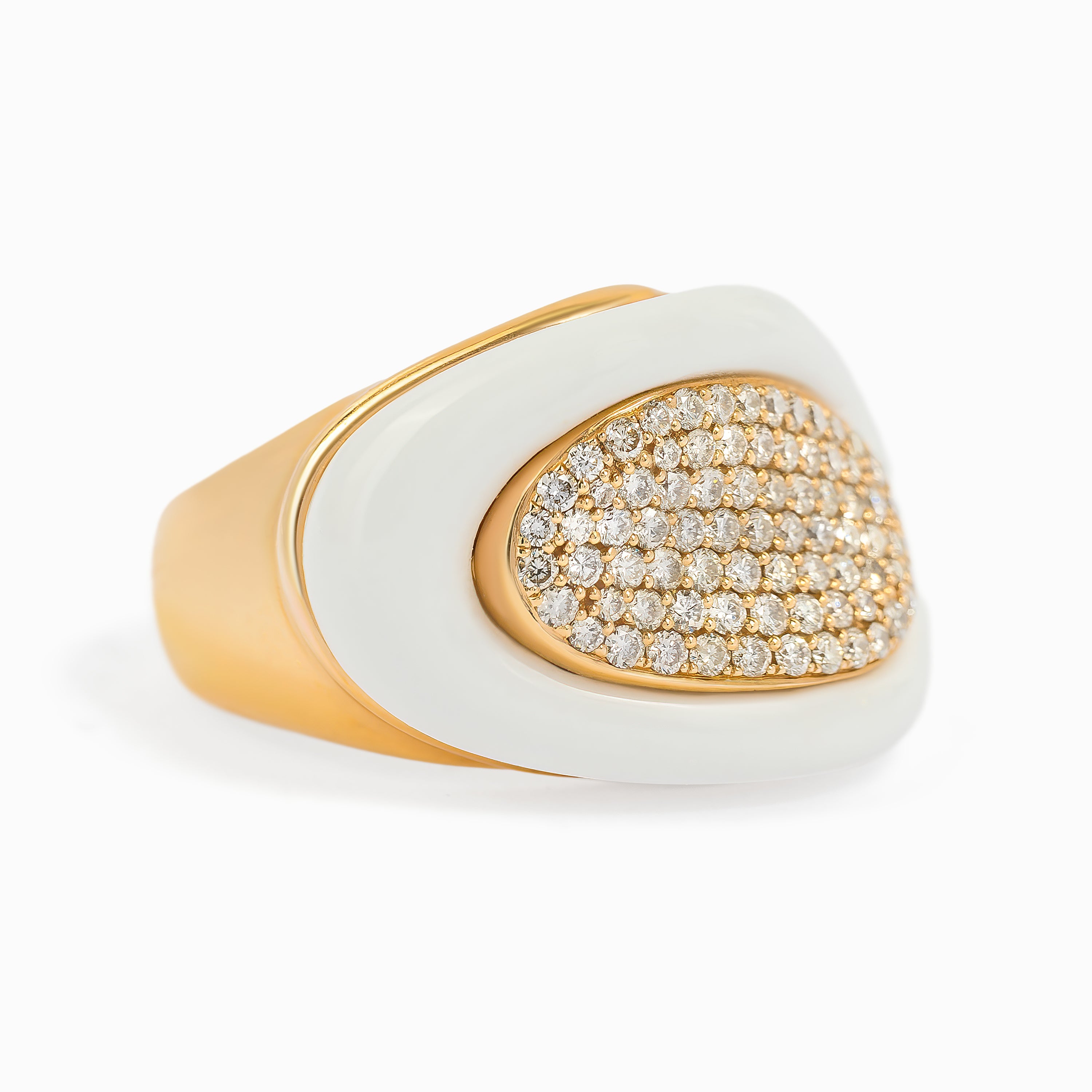 Rose Gold Ring with Agate, Diamond Stones