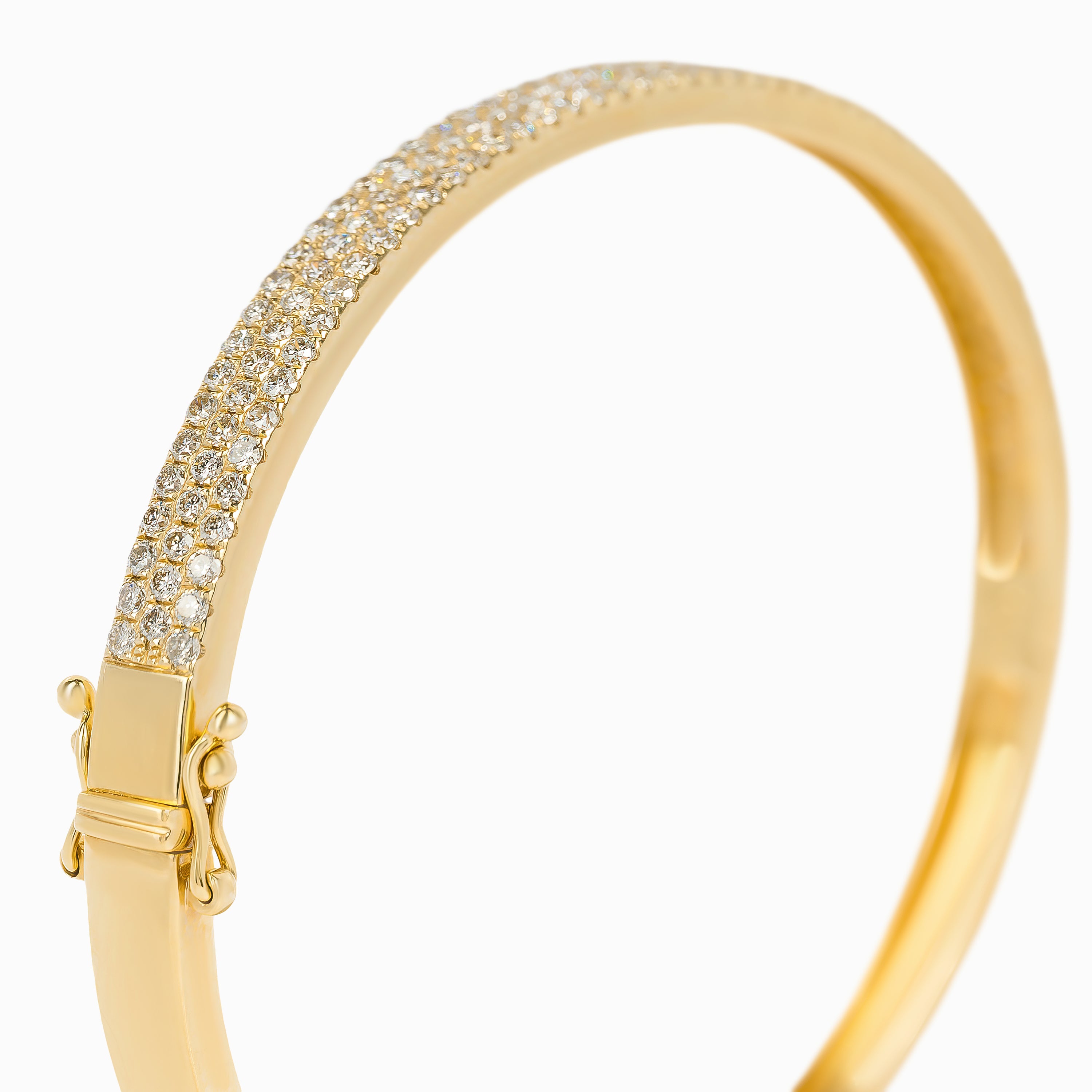 Yellow Gold Bangle Bracelet with Diamond Only Stones