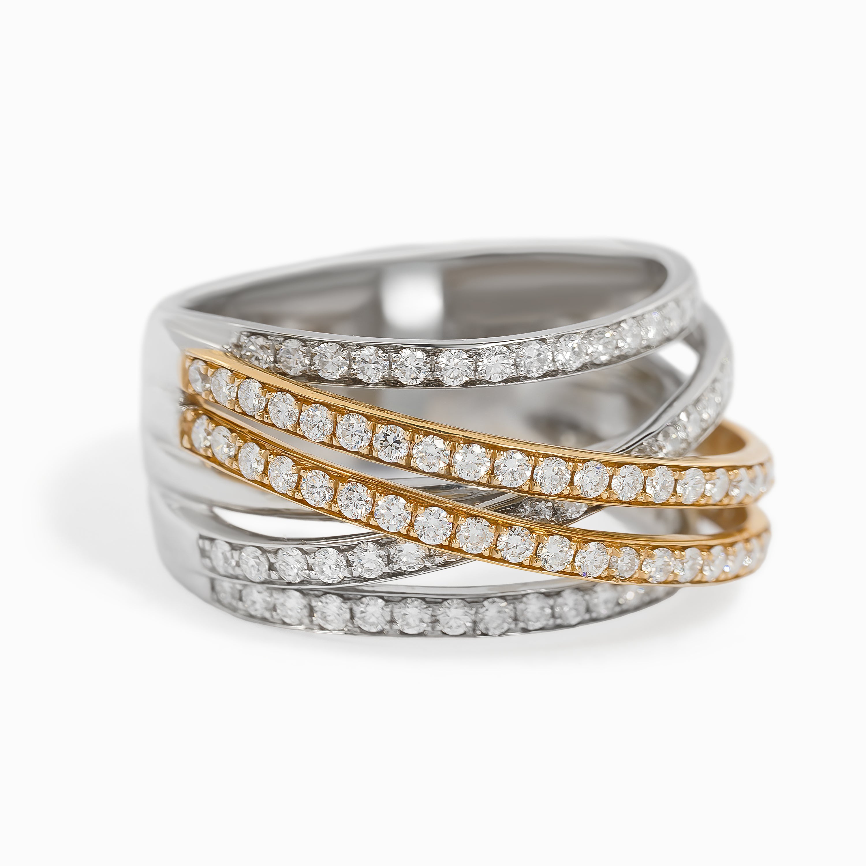 White Gold Rose Gold Ring with Diamond Only Stones