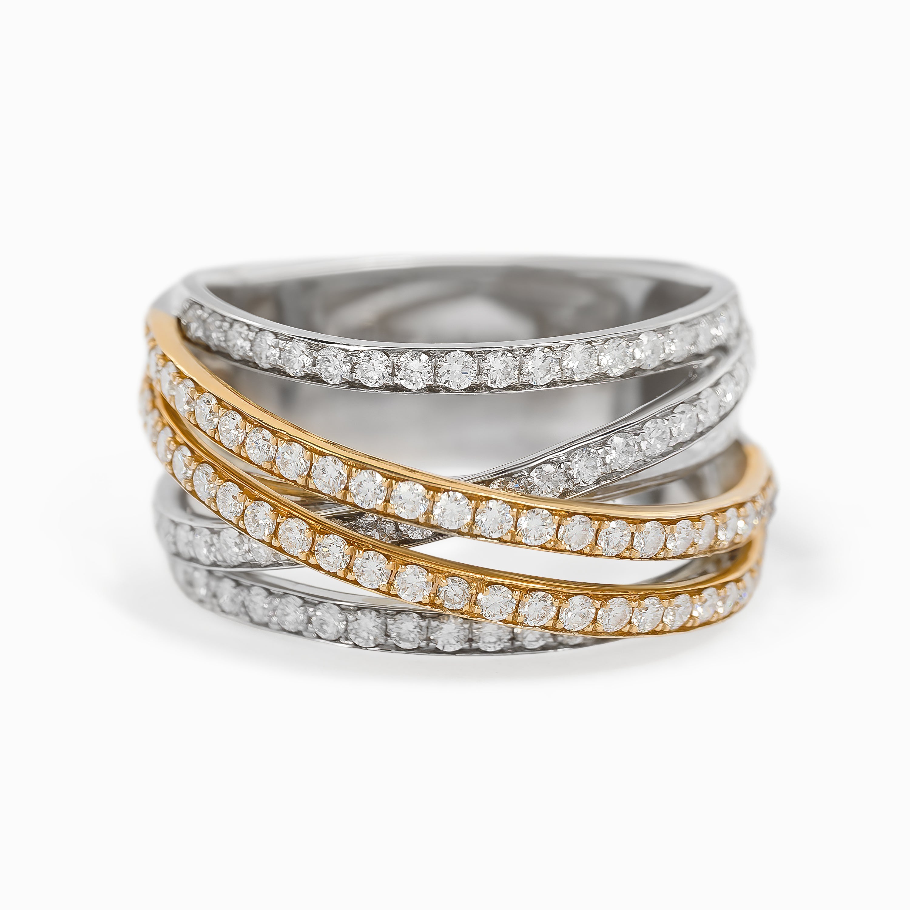 White Gold Rose Gold Ring with Diamond Only Stones