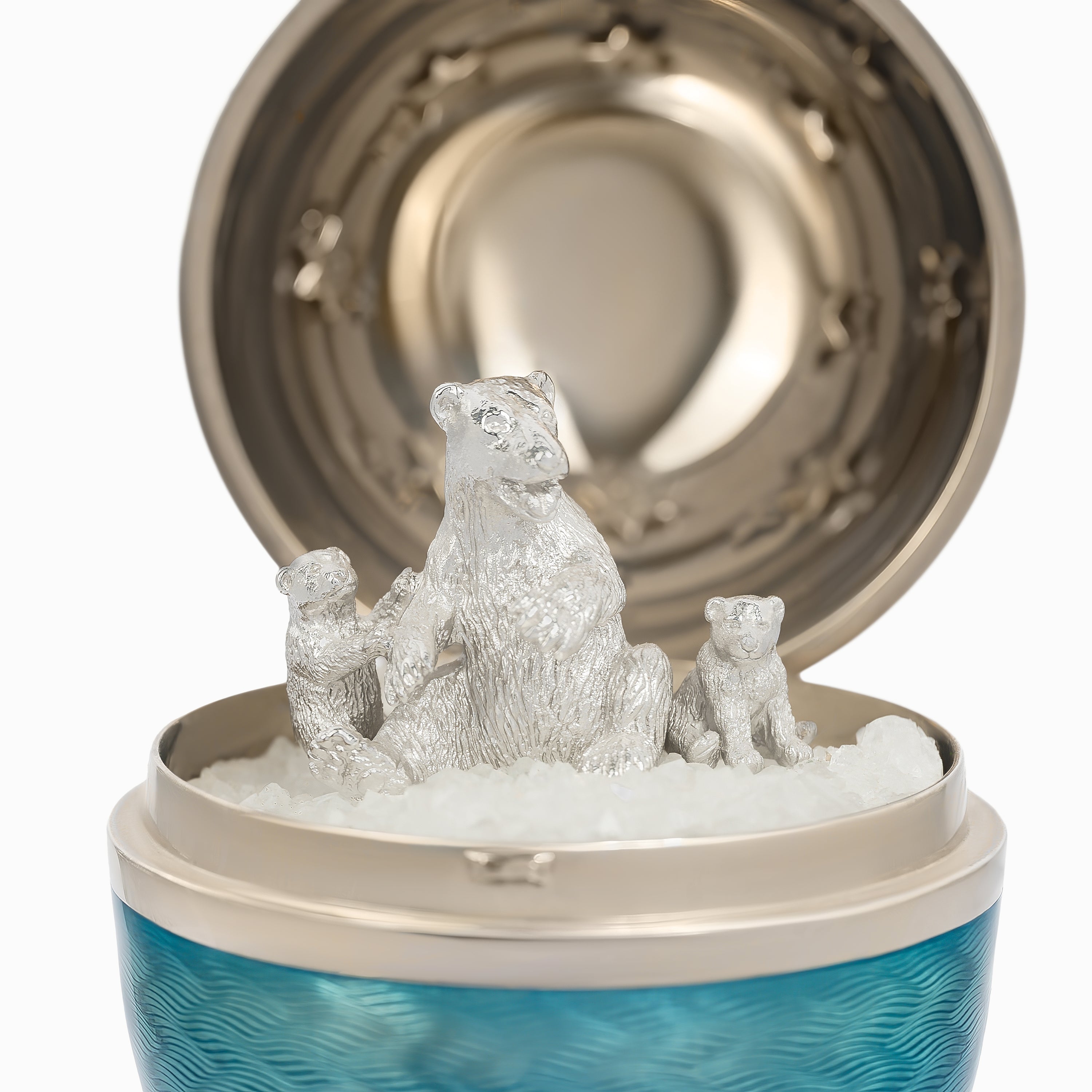 Polar Bear Yellow Gold Figure with Crystal, Diamond, Topaz, Enamel, Sardonyx Stones