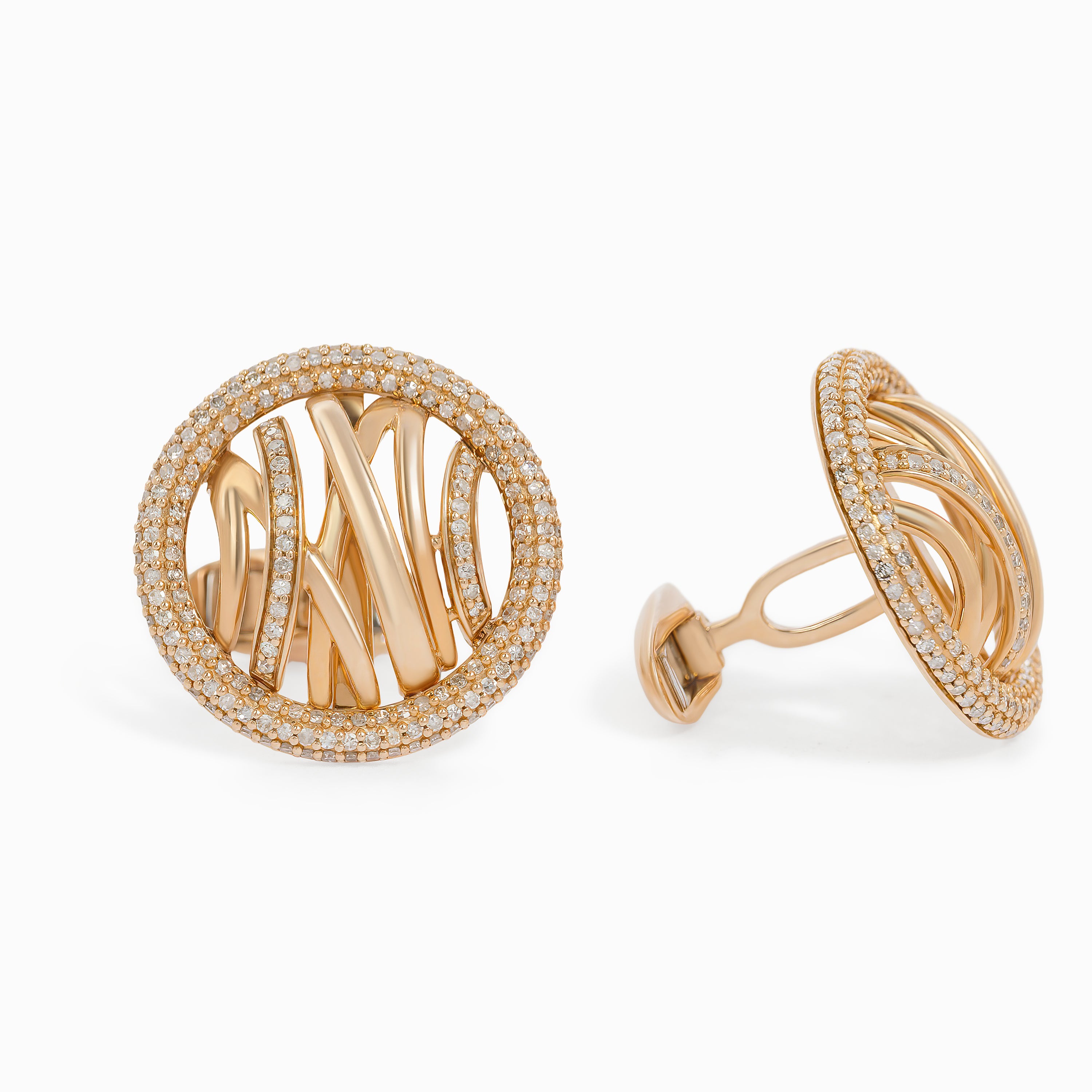 Rose Gold Cufflinks with Diamond Only Stones