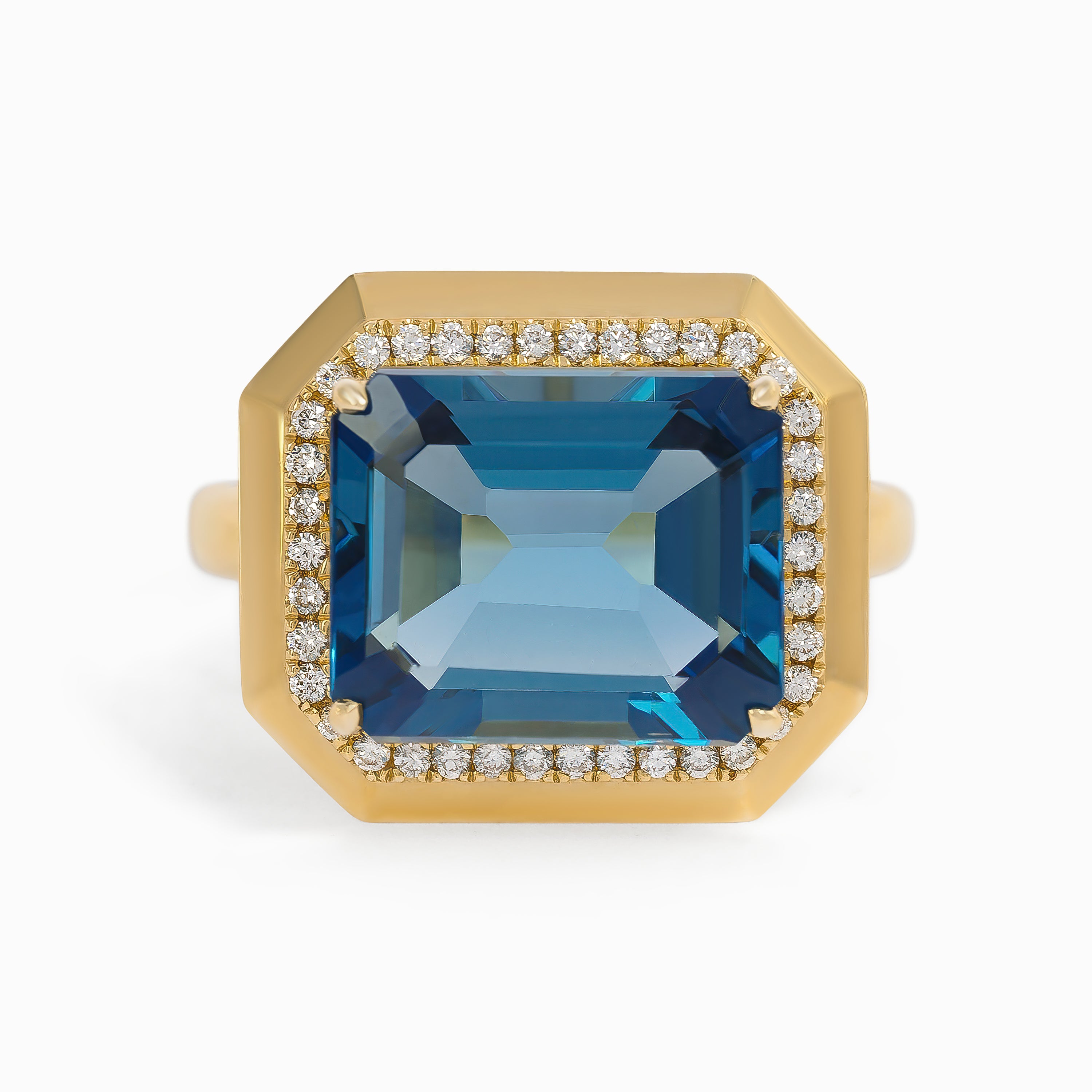 Yellow Gold Ring with Diamond, Topaz Stones