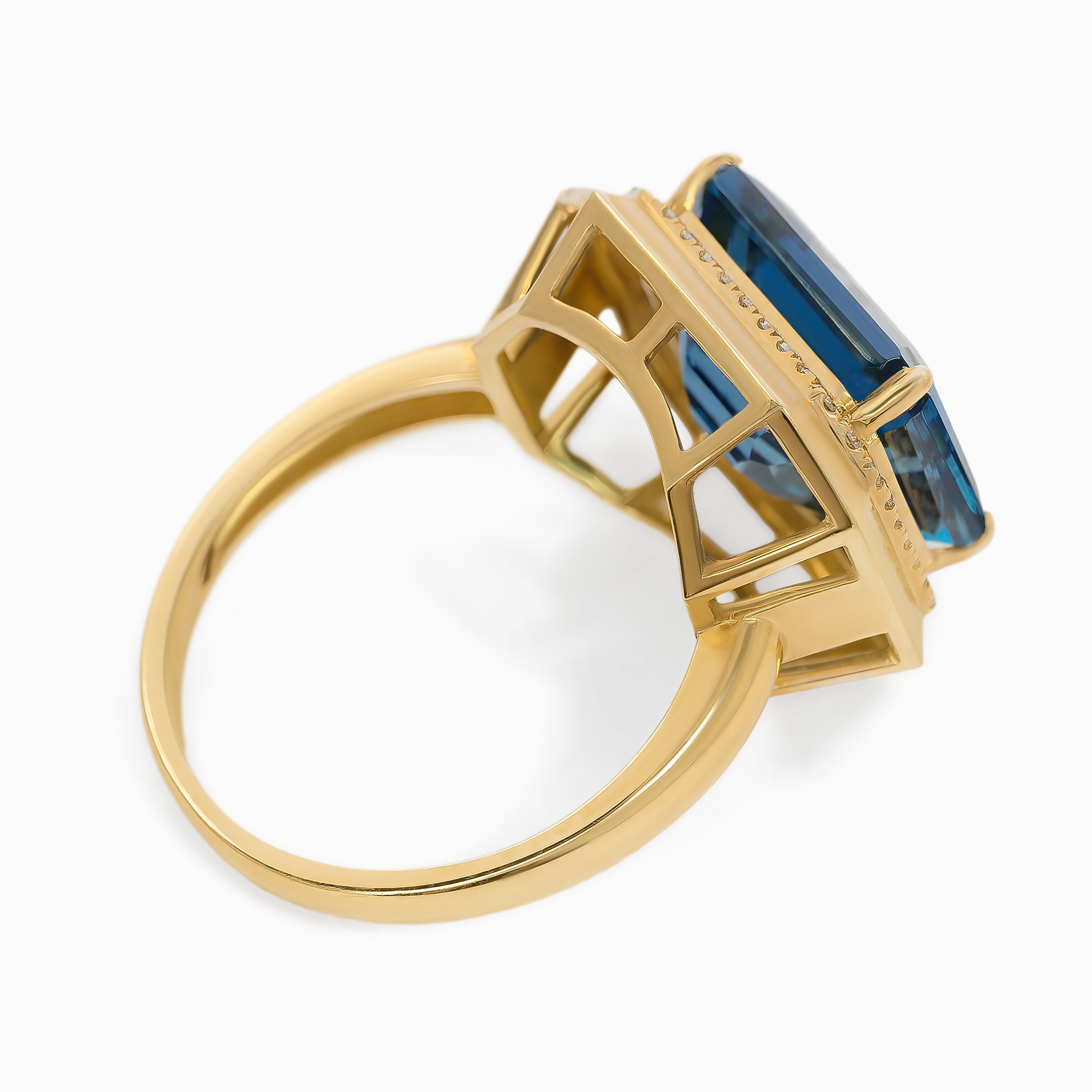 Yellow Gold Ring with Diamond, Topaz Stones