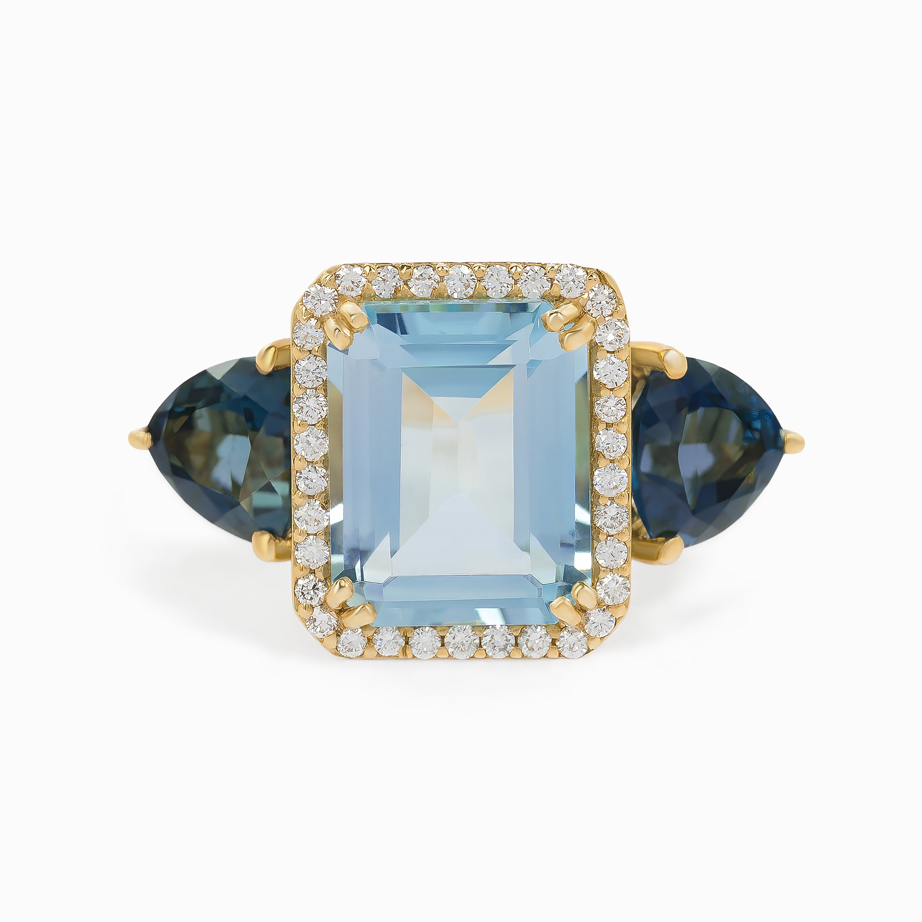 Yellow Gold Ring with Diamond, Topaz Stones