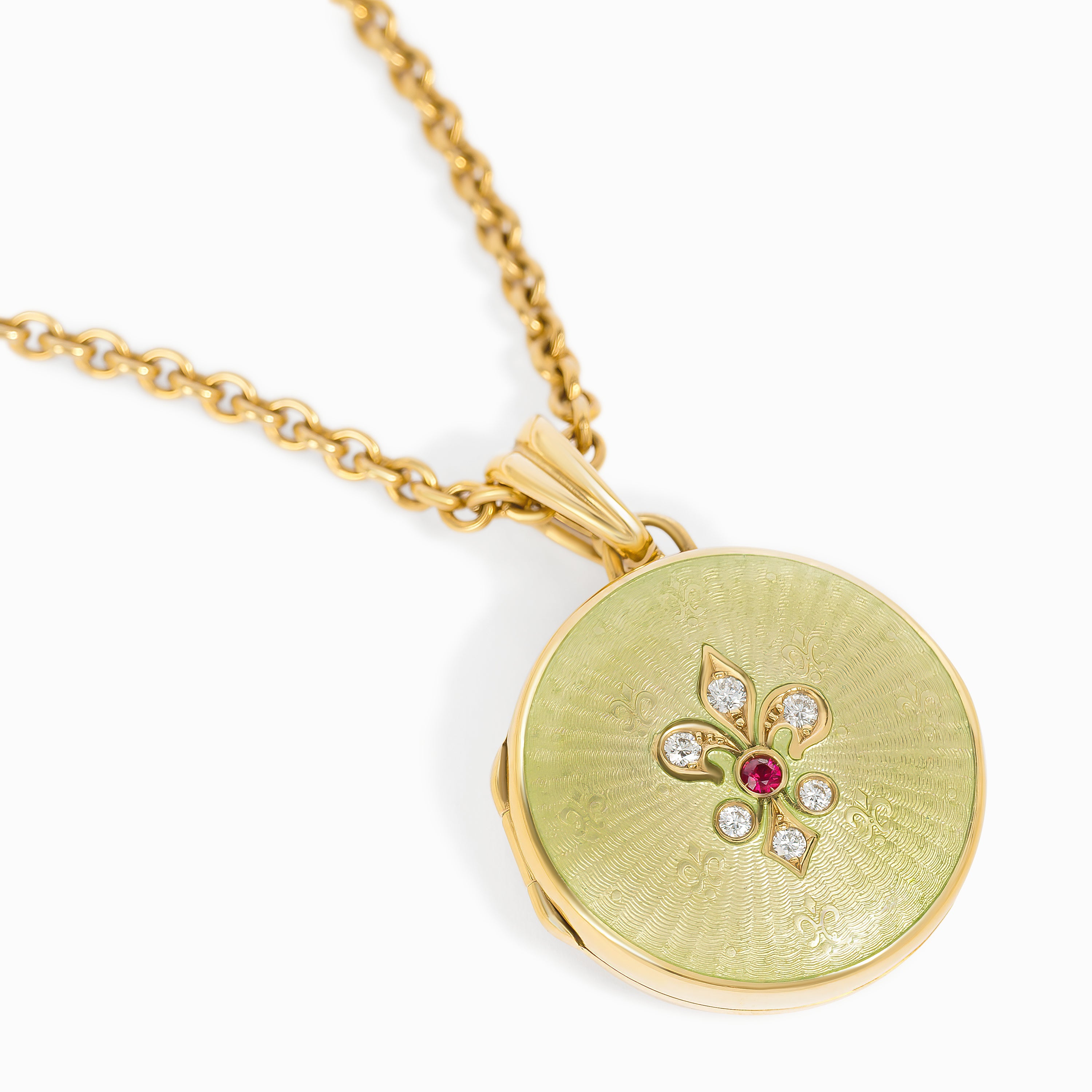 Yellow Gold Chain Pendant Necklace with Diamond, Sapphire Stones