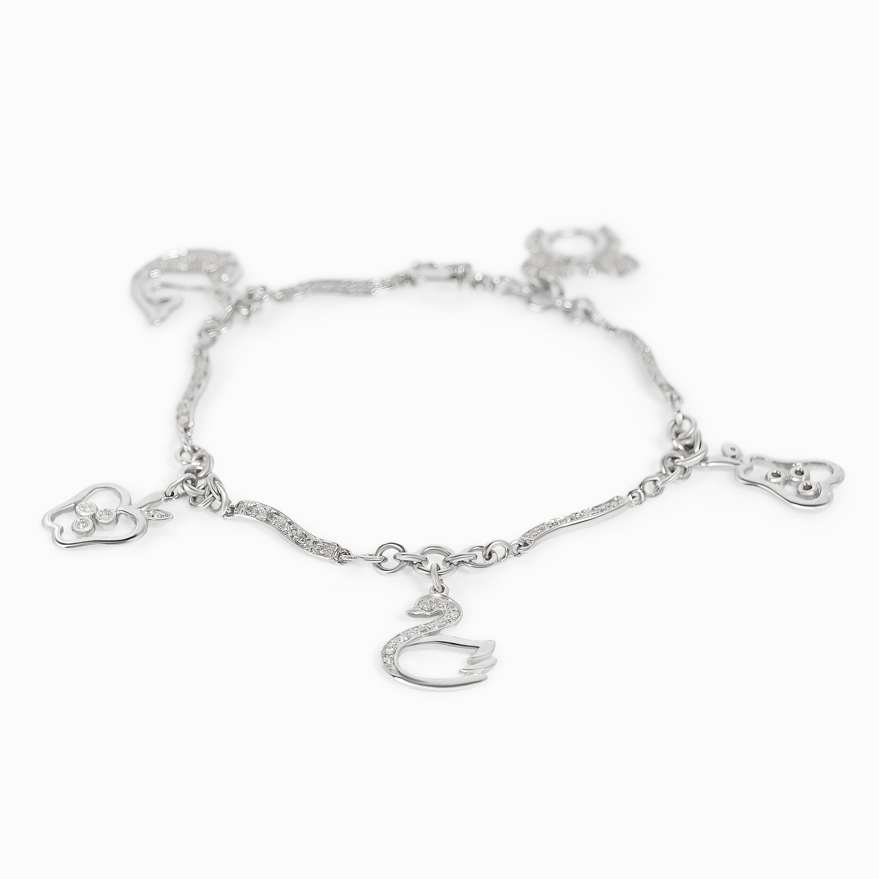 White Gold Chain Bracelet with Diamond Only Stones