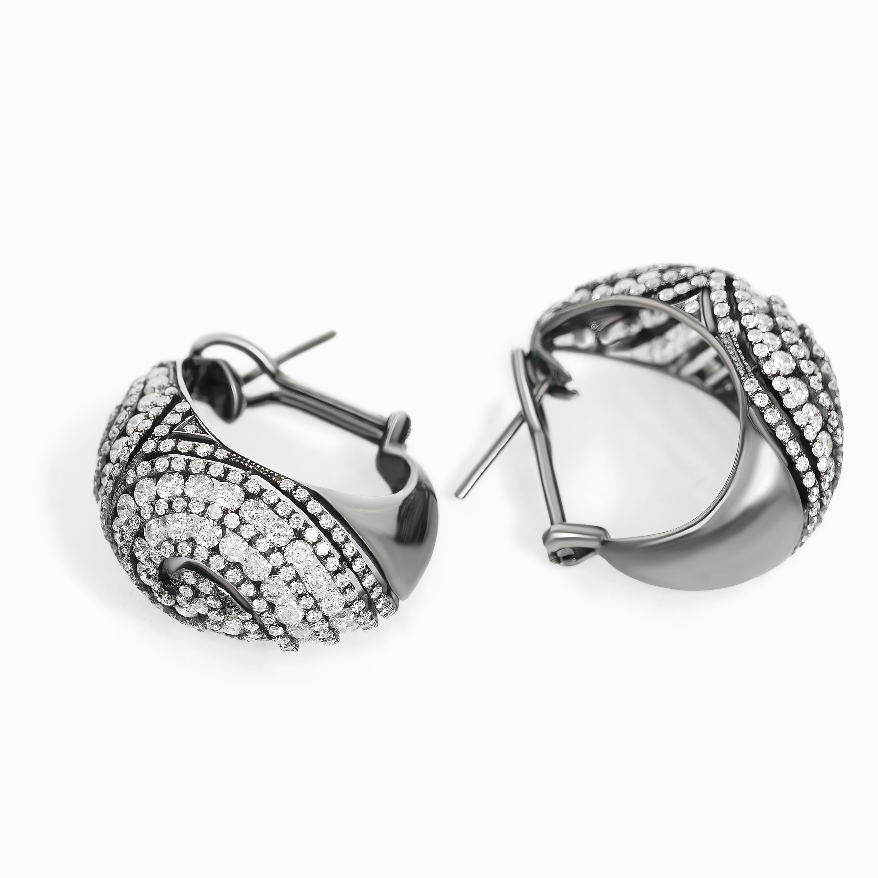 White Gold Hoop Earrings with Diamond Only Stones