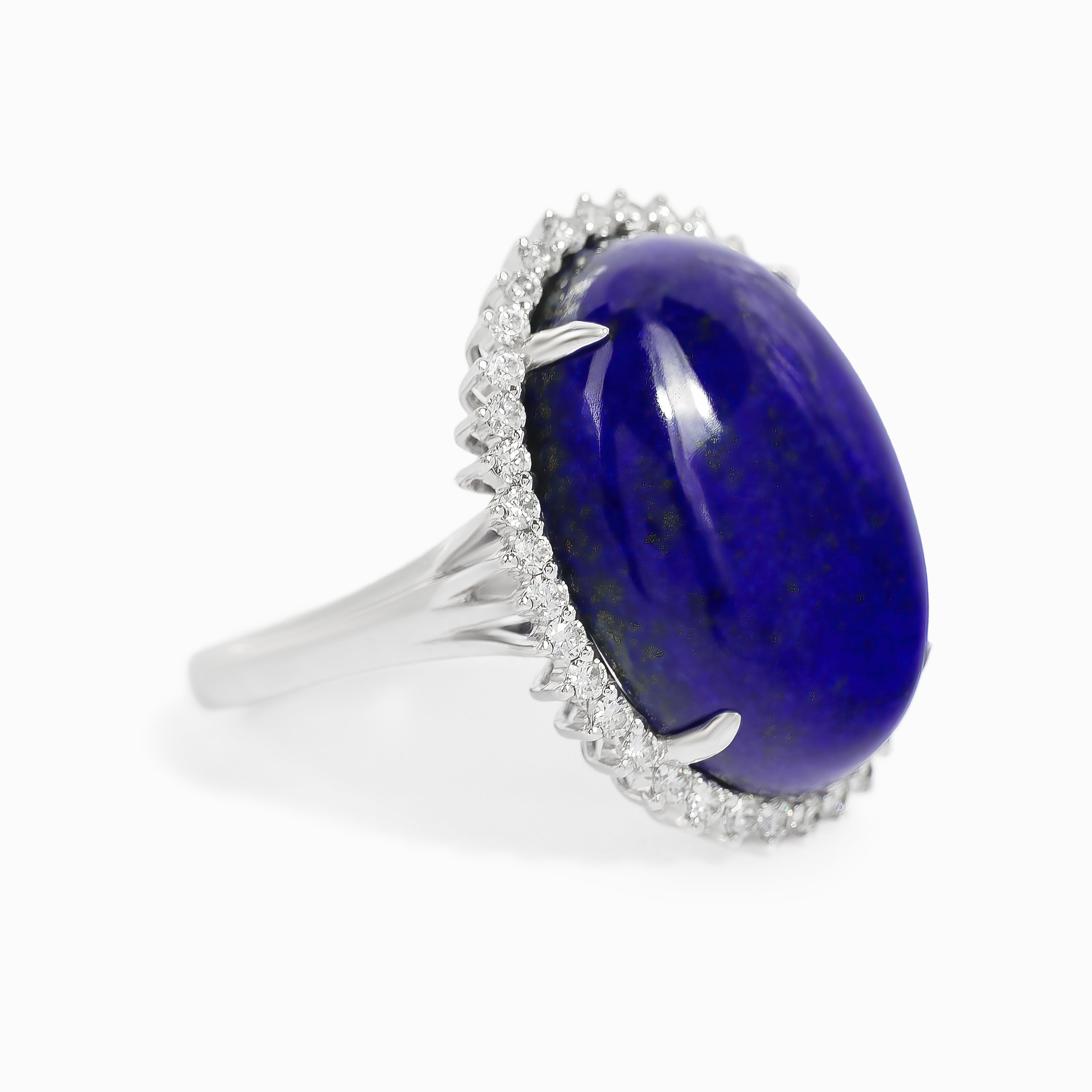 White Gold Ring with Diamond, Lapis Stones