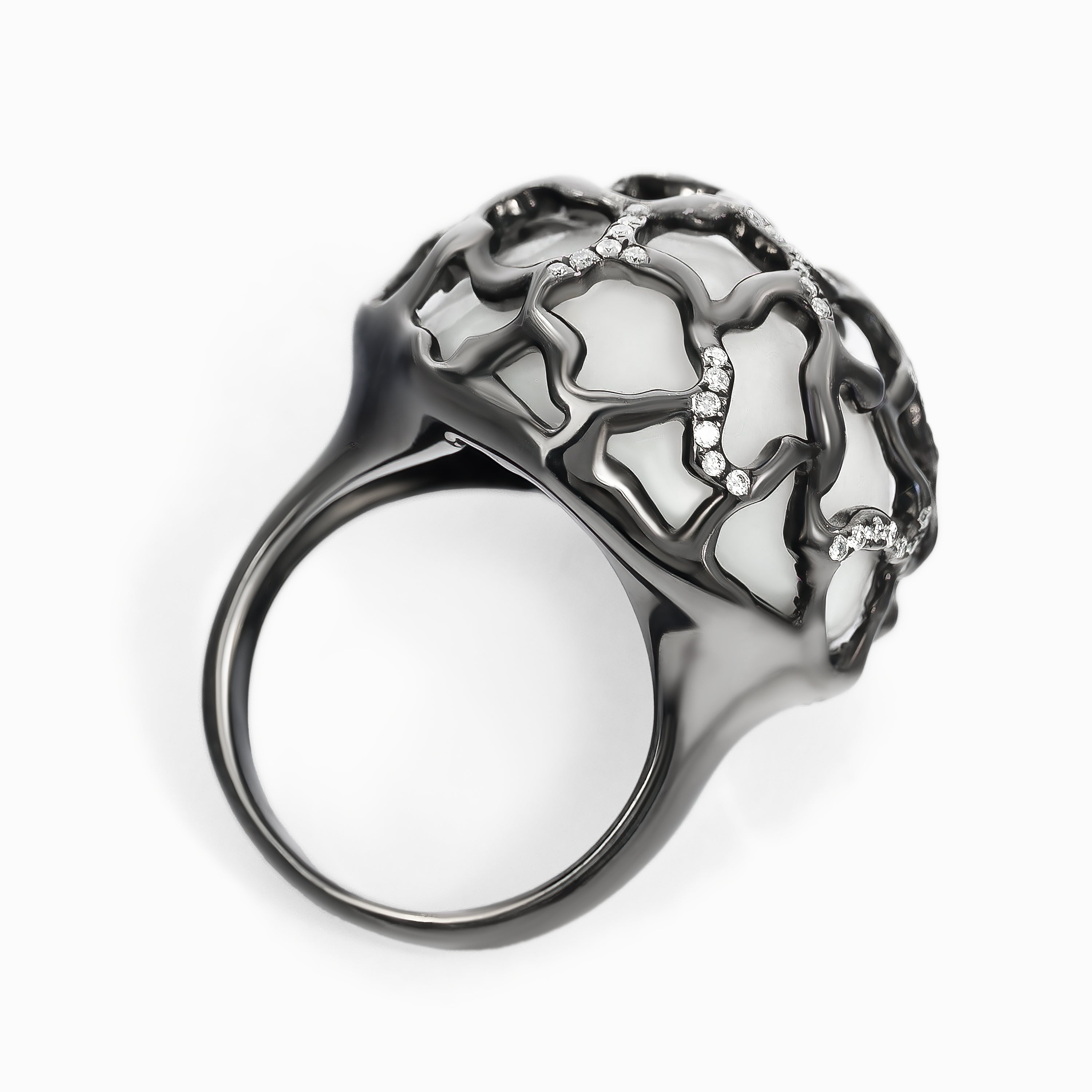 Yellow Gold Ring with Diamond, Pearl Stones